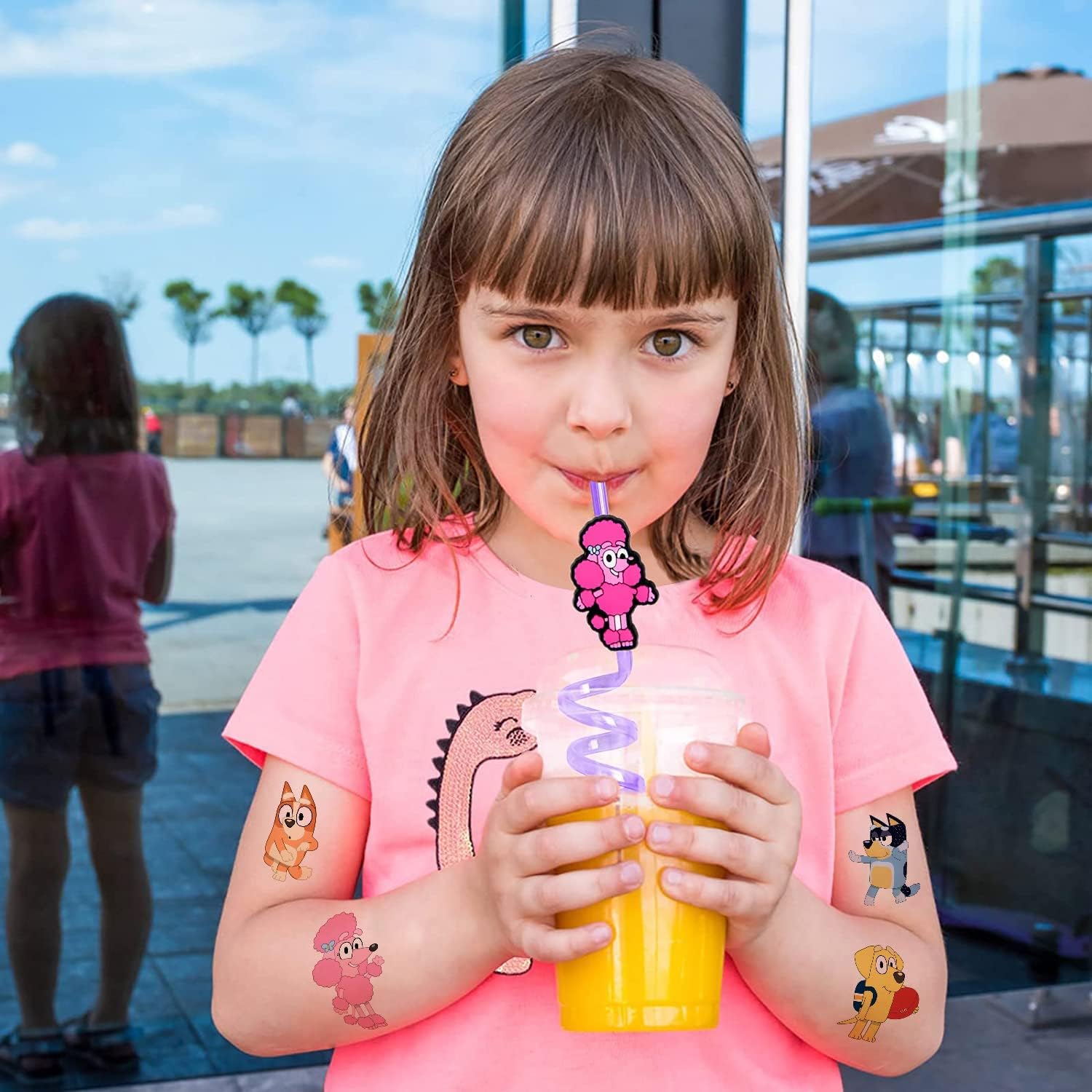 24PCS Reusable Blue Dog Drinking Plastic Straws + 2PCS Blue Dog Temporary Tattoos for Kids, Blue Dog Birthday Party Supplies Decorations Party Favors Gifts Girls Boys Themed Christmas with 2 Brush : Toys & Games