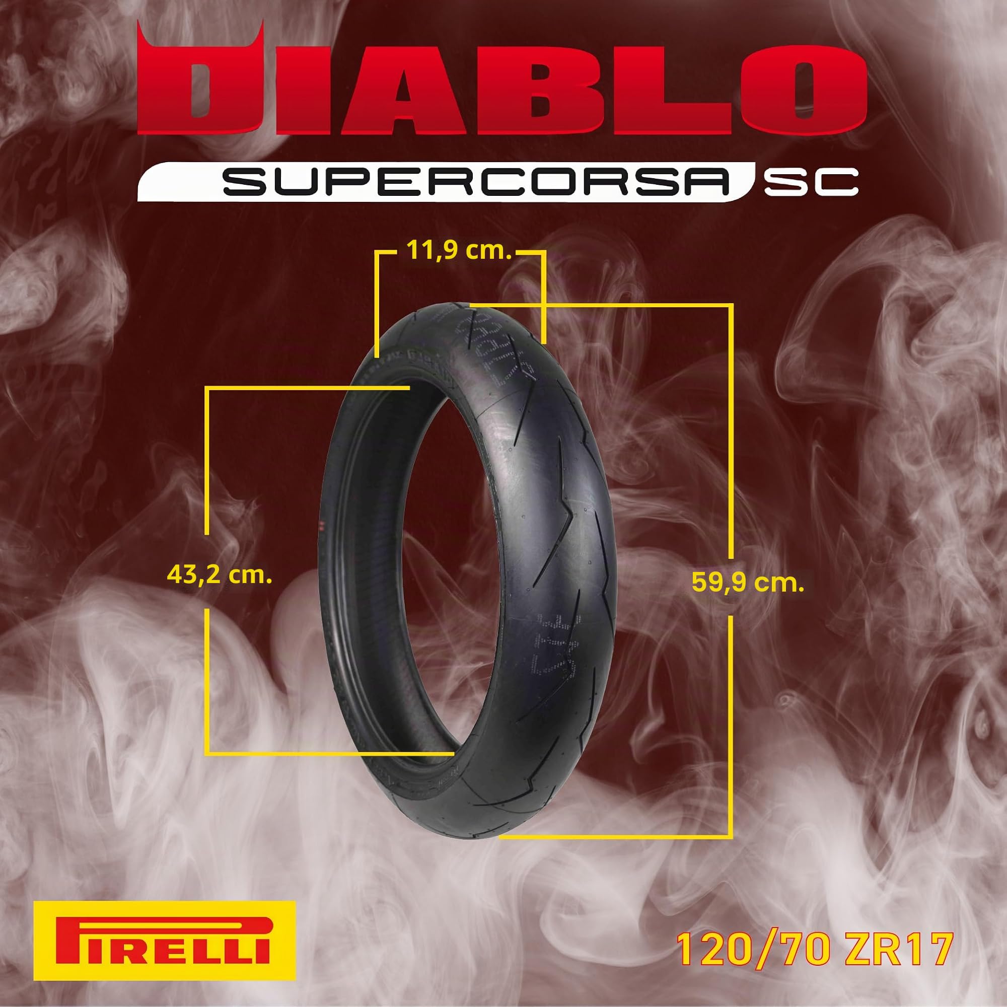 PIRELLI 120/70 ZR17 58W DIABLO SUPERCORSA V2 SP - 70/70/R17 58W - A/A/70dB - Moto Pneu