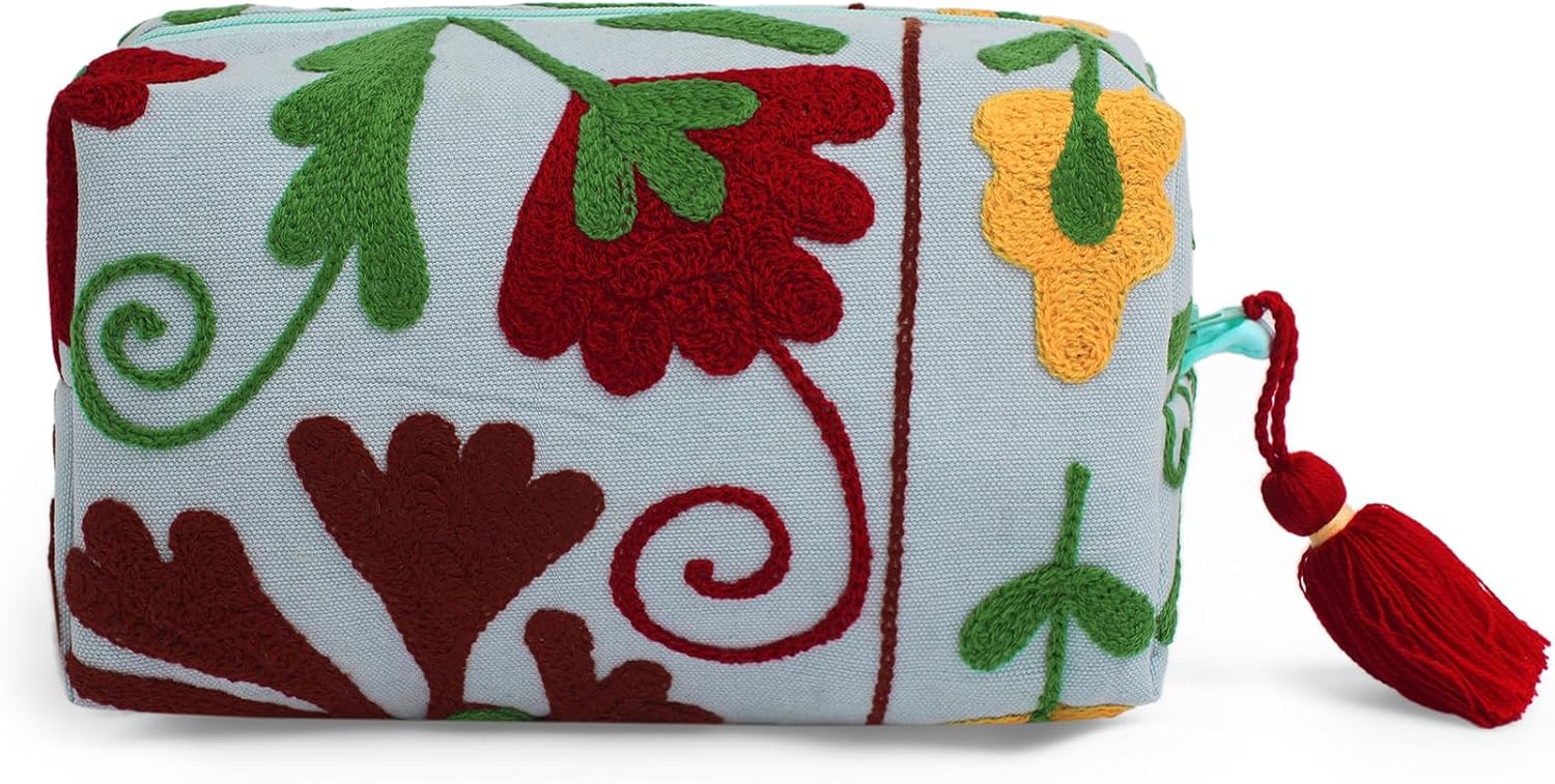 Huar Travel Makeup Bag- Large Capacity Cosmetic Bags for Women - Water Resistance Lining Portable Pouch & Open Toiletry Bag - Perfect Girls Makeup Organizer for Travel Essentials (Sky Blue)