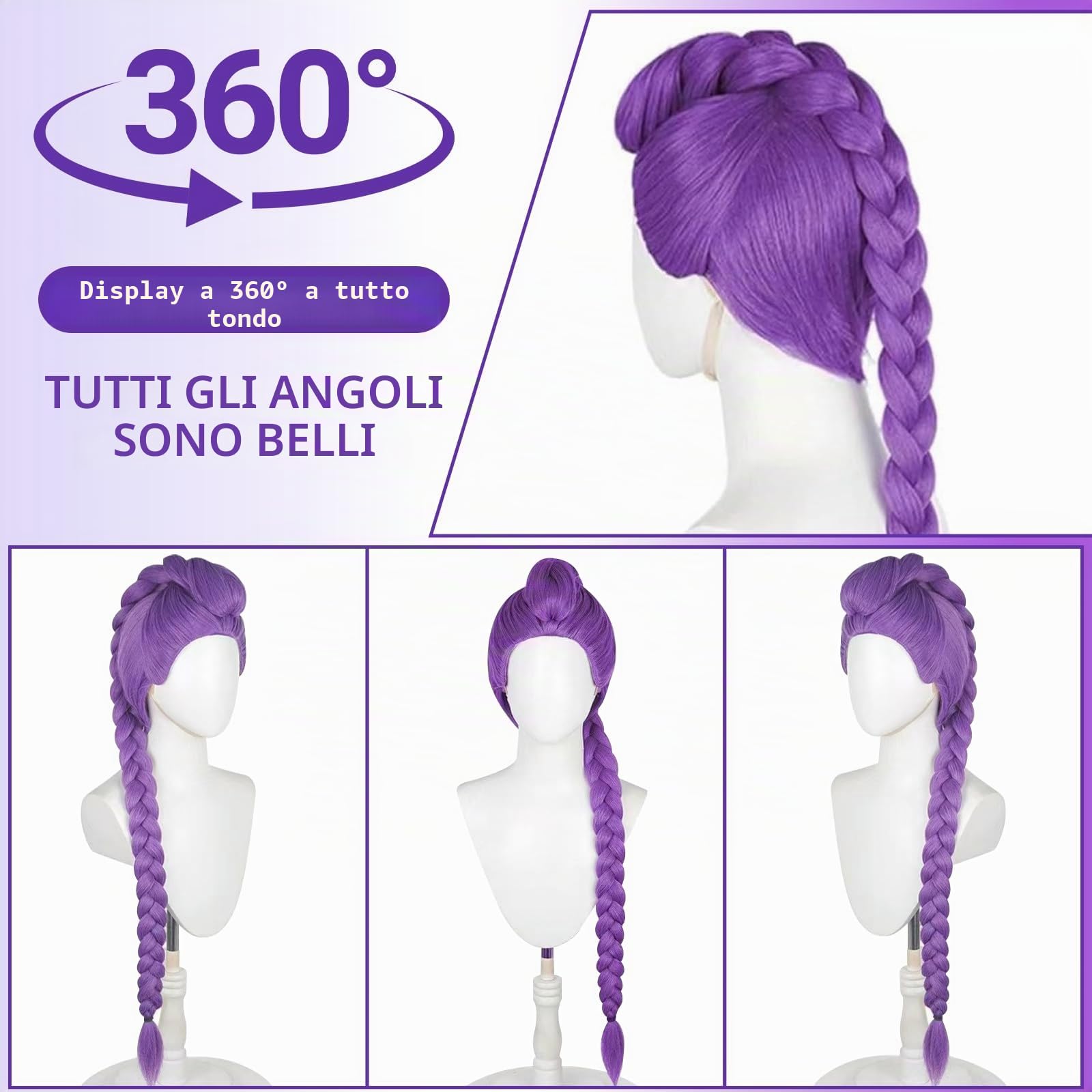 Parrucca da Cosplay per Bambina, Parrucca R-umi Bambina, Carnevales Parrucca Ragazza, Violete Cosplays per Costume di Demone Animes, Accessorio per Carnevales Halloween Cosplay