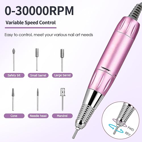 Miniatura 5 de Colector de polvo de uñas, máquina multifunción para arte de uñas, incluye succión de polvo de uñas de 40 W, taladro de uñas de 30000PRM con brocas