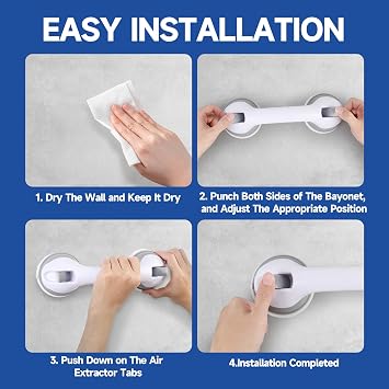 Gugxiom 10 inch Shower Grab Handles,2 pcs Grab Rails for Bathroom with Suction Cup,Shower Handles for Elderly Disabled Injured (Gray)