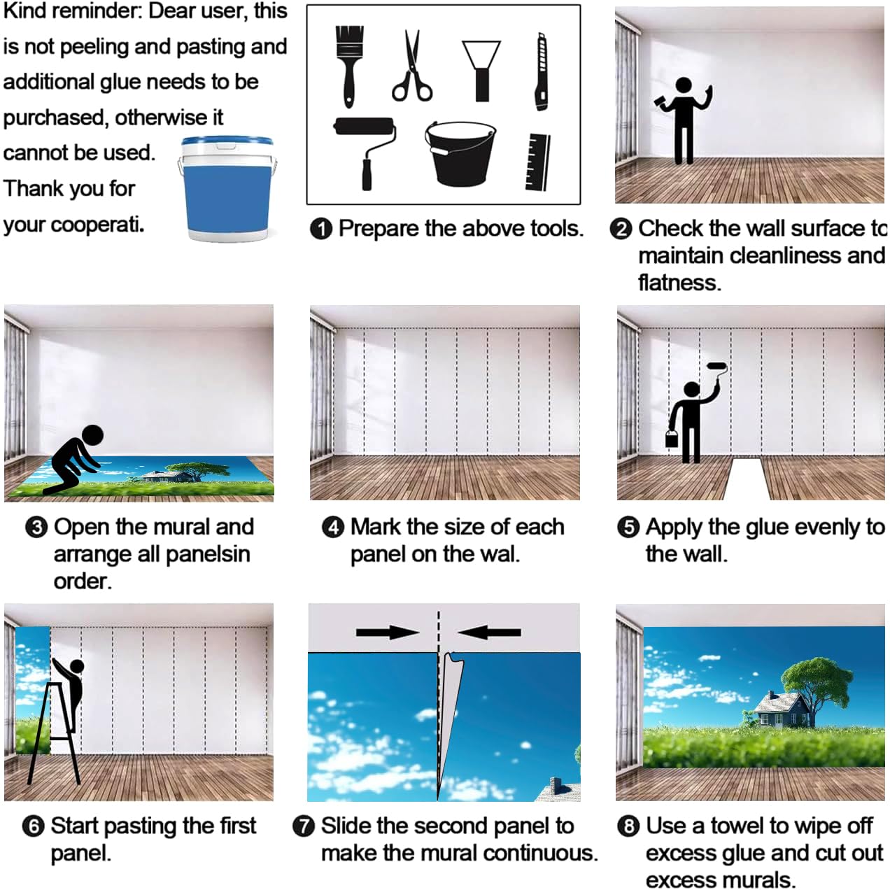 Carta Da Parati Prato 250x175 cm Fotomurali Non Tessuto Effetto 3D Campagna Paesaggio Decorazione Poster Arte Murale per Soggiorno Camera Letto Sala Ufficio F-282