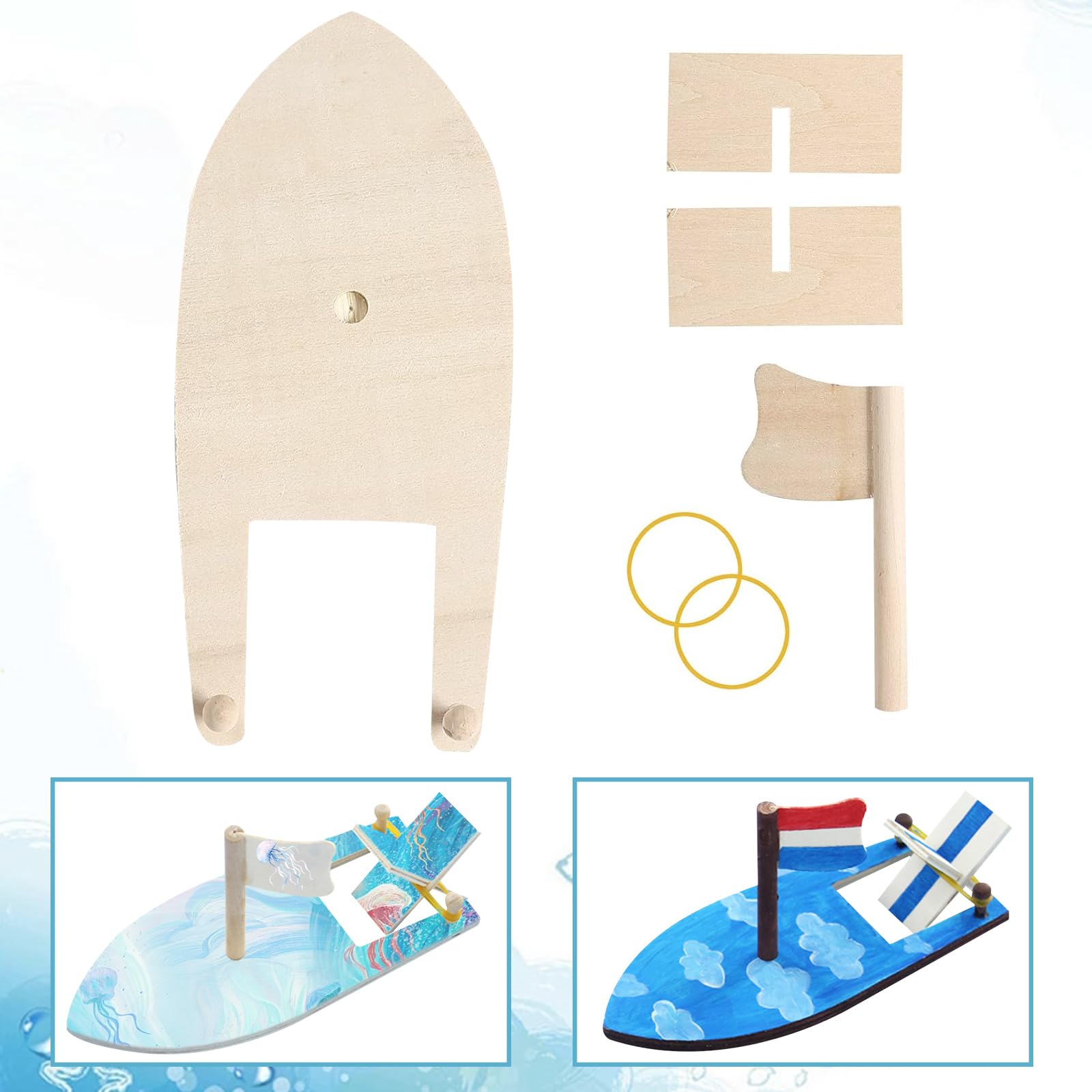 12 Pièces Voilier en Bois Peinture, Kit Bricolage de Bateau, Mini Modèle Navire à Assembler pour Créativité