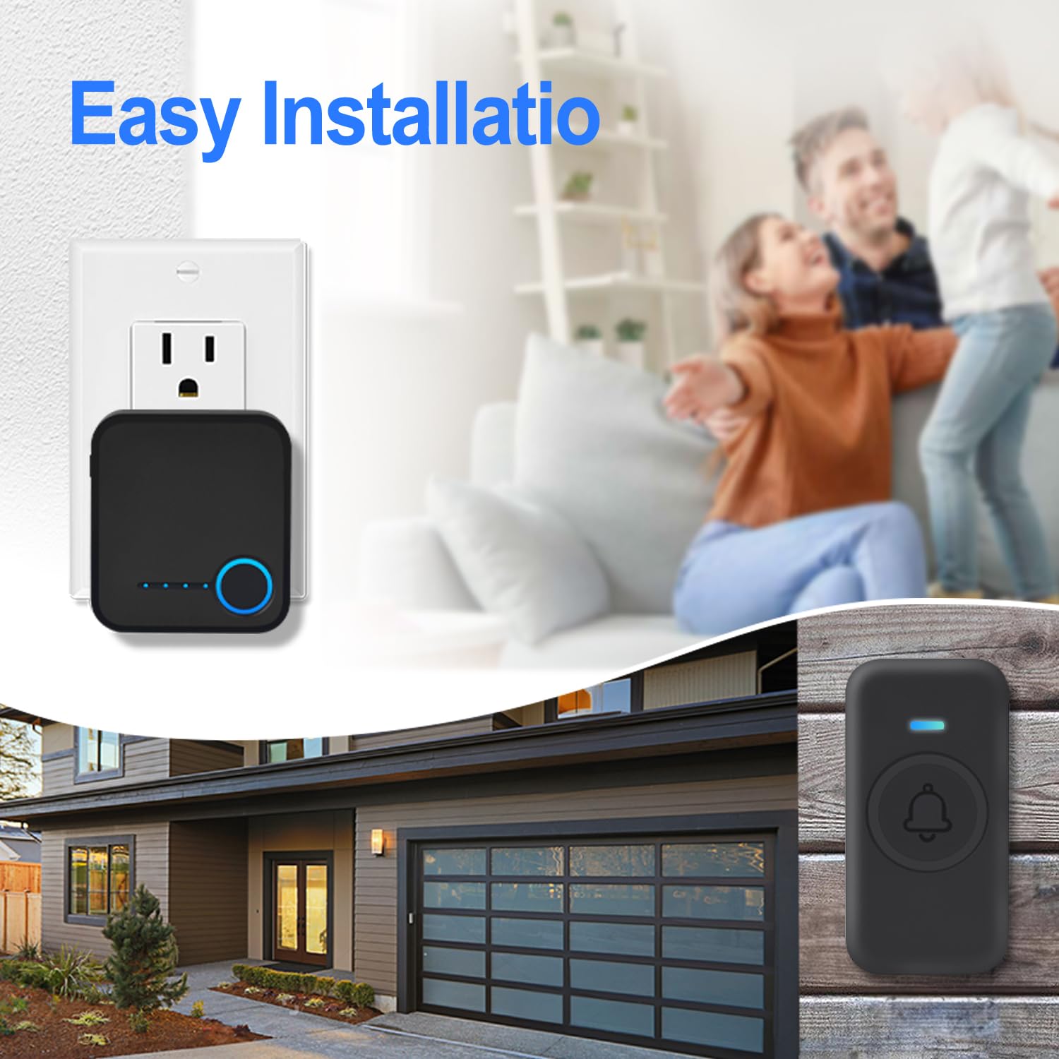 FOVKSUC Wireless Doorbell Kit - 60 Chimes, 1000ft Range, 3 Receivers + 2 Buttons
