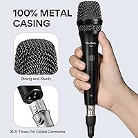 Vista 7 de OneOdio ON55 Micrófono con cable para cantar, clips de micrófono, hembra de metal, interruptor de encendido/apagado, cable XLR de 16.4 pies