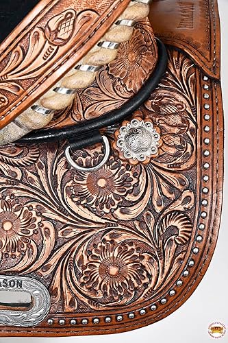 Vista 19 de HILASON Western Horse Treeless Trail Barrel Saddle American Leather Tan Horse Saddle Western Saddle Treeless Saddle Saddle for Horses Negro