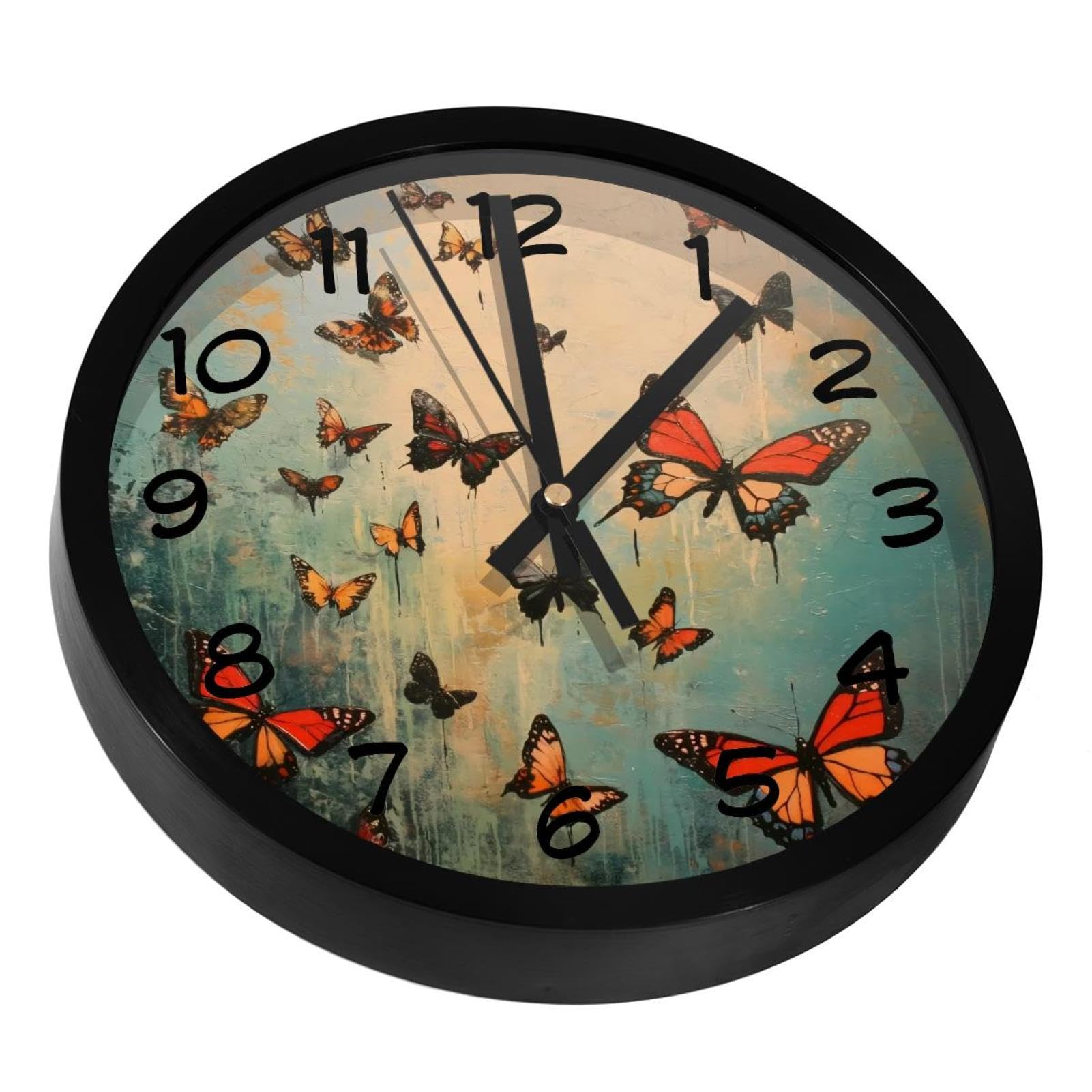 Horloge murale silencieuse design papillon, décoration d'intérieur raffinée