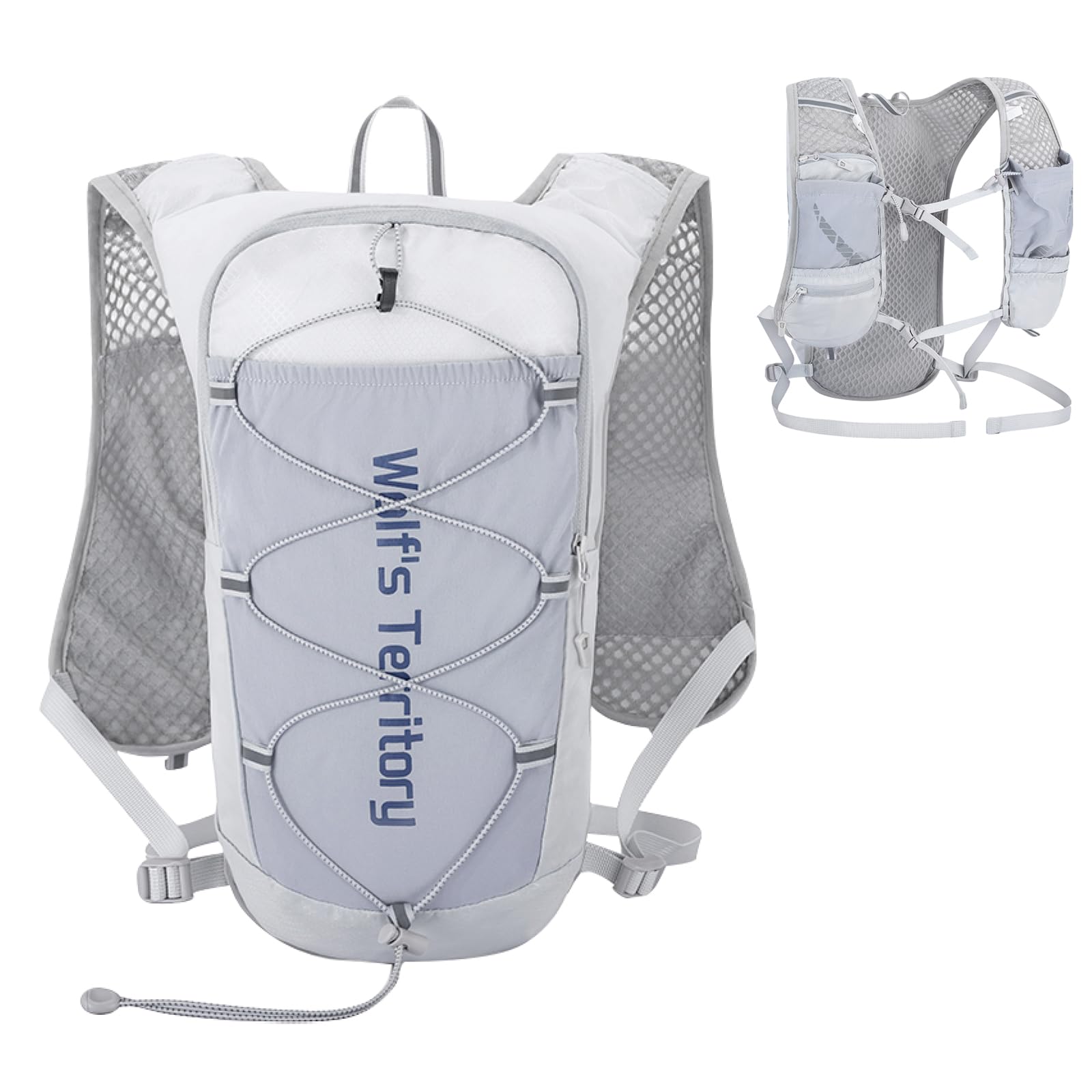 TRIWONDER Running Vest Women Men 5L Hydration Pack Lightweight Running Hydration Backpack for Marathon Race Cycling Hiking (Grey - Vest Only, One Size)