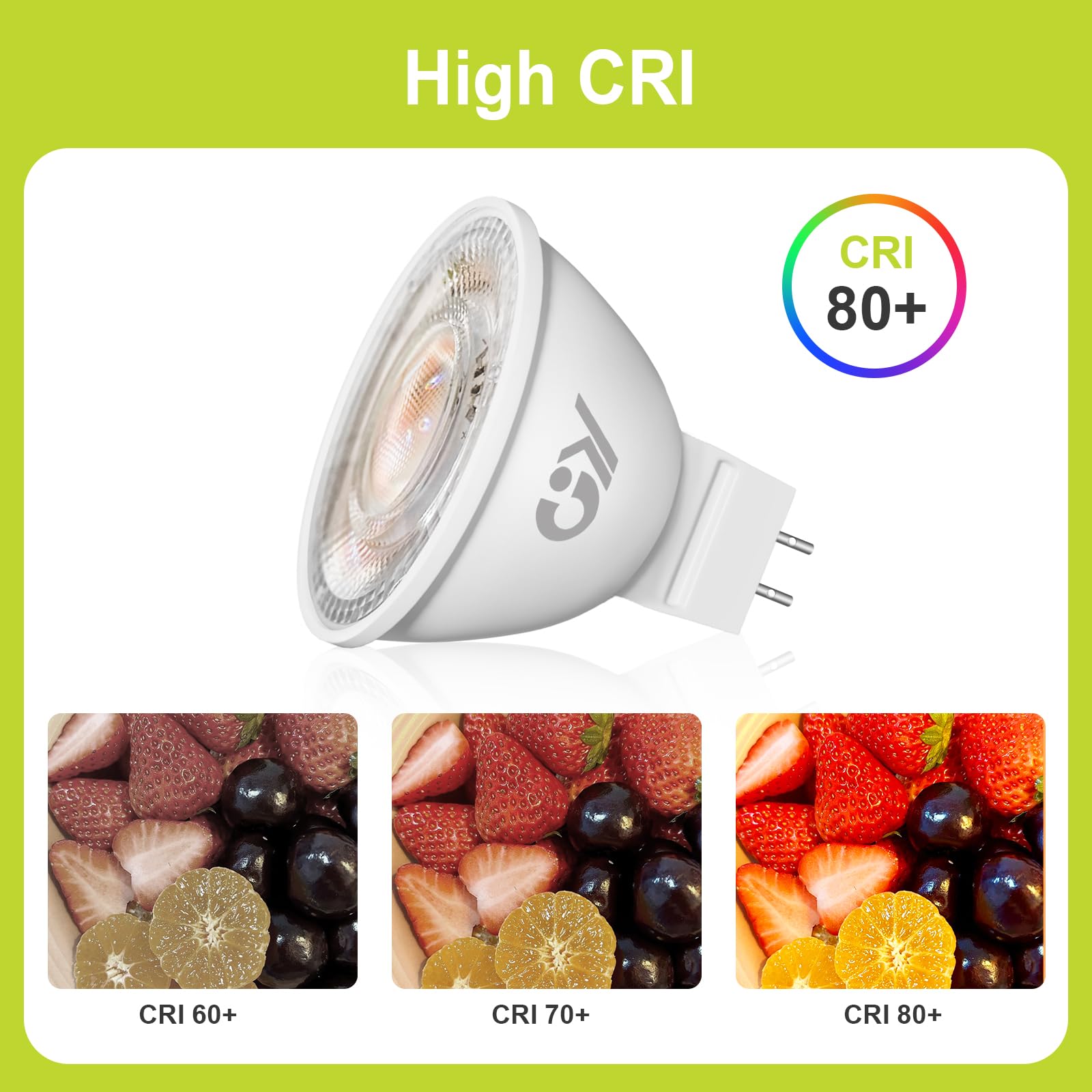 GY Ampoules LED GU5.3 MR16 12V Classe B, 646LM Blanc Neutre 4000K，3.8W Équivalent 50W 36° Angle LED Spot (Faisceau Étroit), Efficacité Energétique, Non-Dimmable,Pas de scintillement, Lot de 6