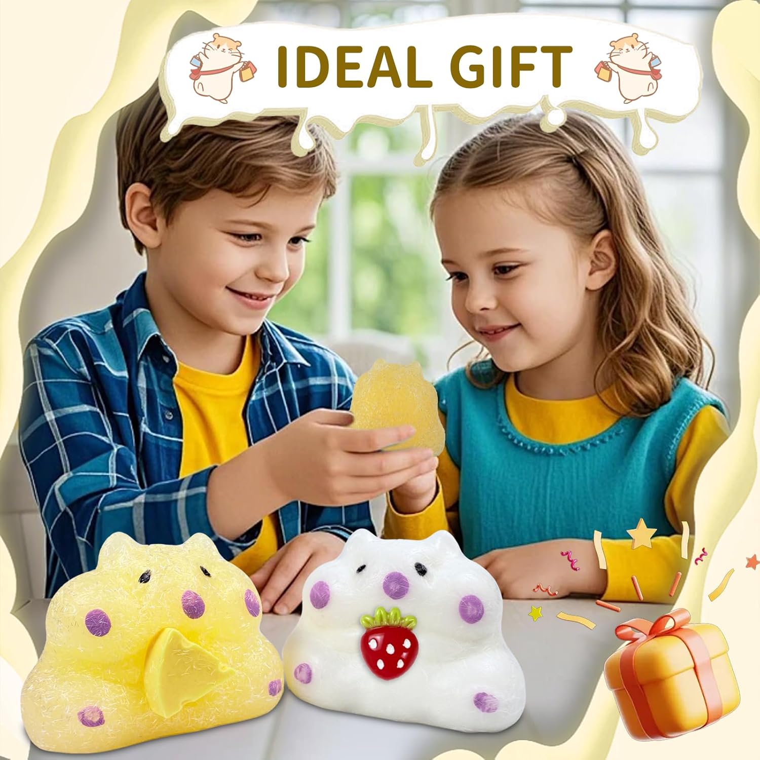 Taba Squishy Handmade Hamster Toys Squeeze Toys for Kids Stress Relief Squishies for Kids Party Favors Kawaii Fidget Toys Fidget Toys Adults (2Pcs)