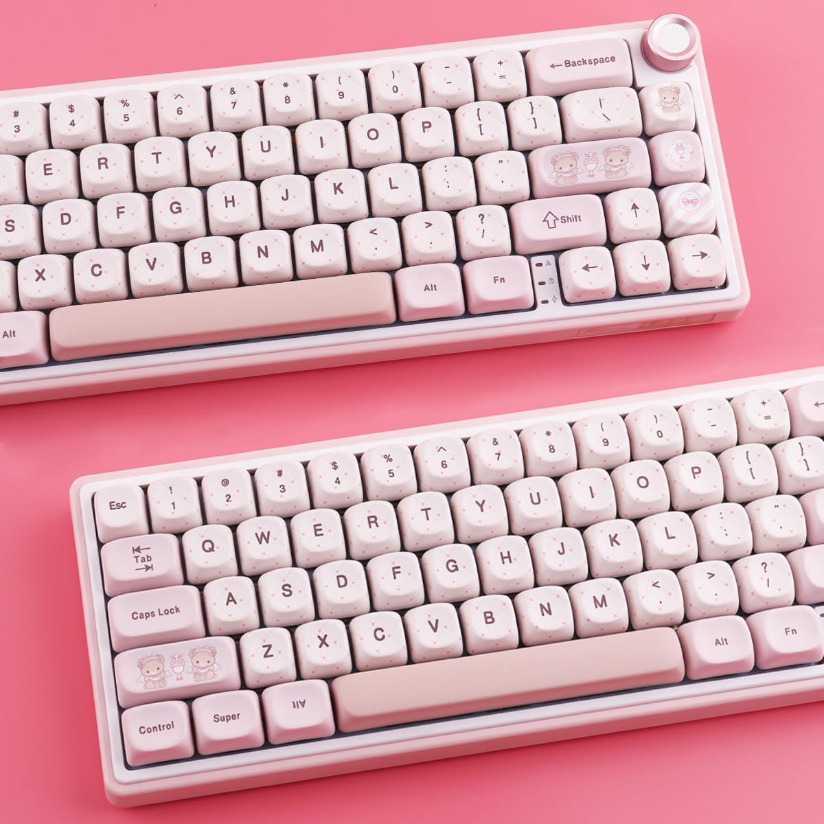 Sunzit MOA Profile Keycaps,130 Keys Cute PBT Custom Keycaps 60 65 75 100 Percent,Dye-Sub Key caps Keyboard Keycap Set for MX Switches Mechanical Keyboard (Bear Tea Party)