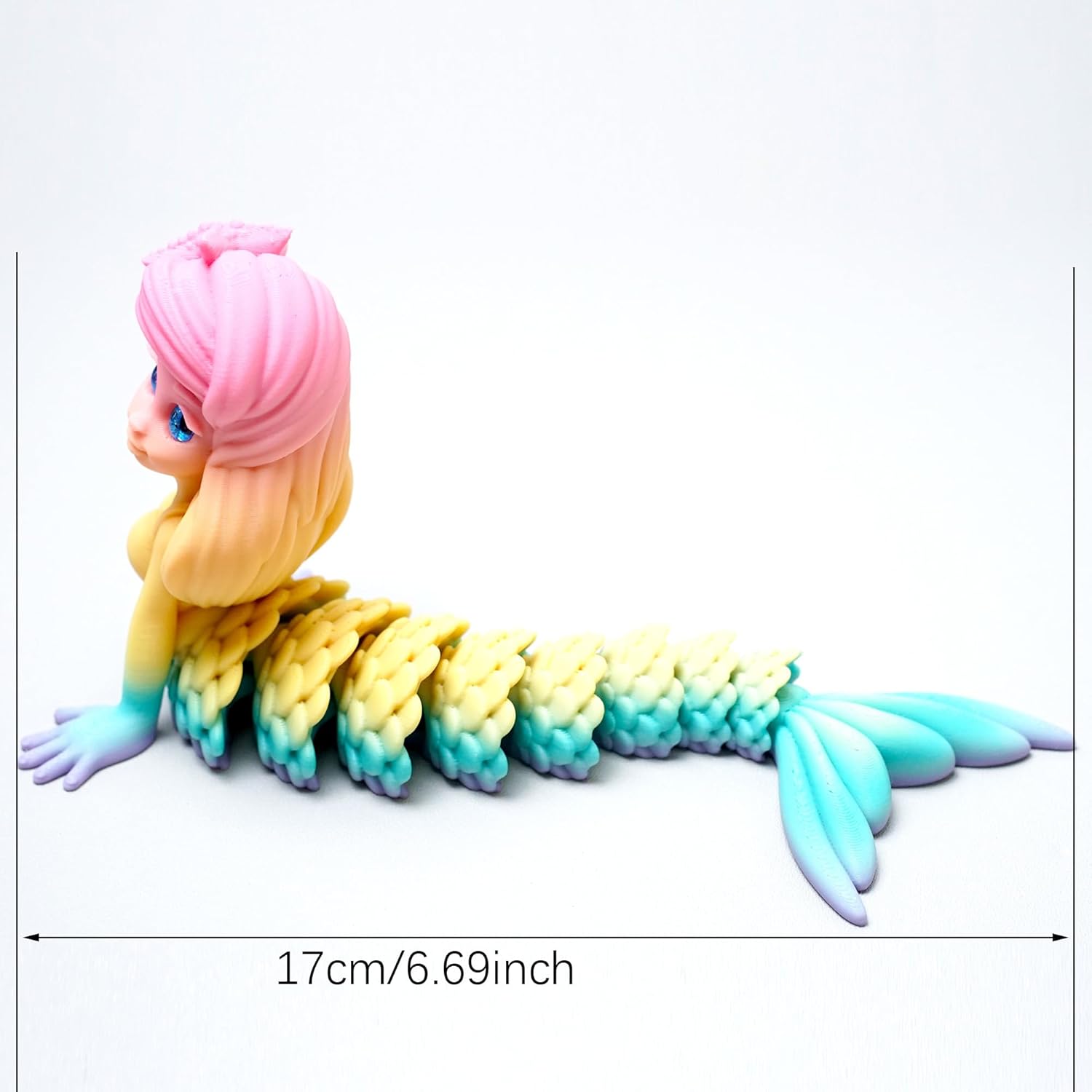 3D Printed Mermaid Model,Flexible Realistic Articulated Animal Fidget Toys,Mystery Figurines Gifts for Easter,Executive Desk Funny Décor and Festival Collectible,Easter Basket Stuffers (CH)