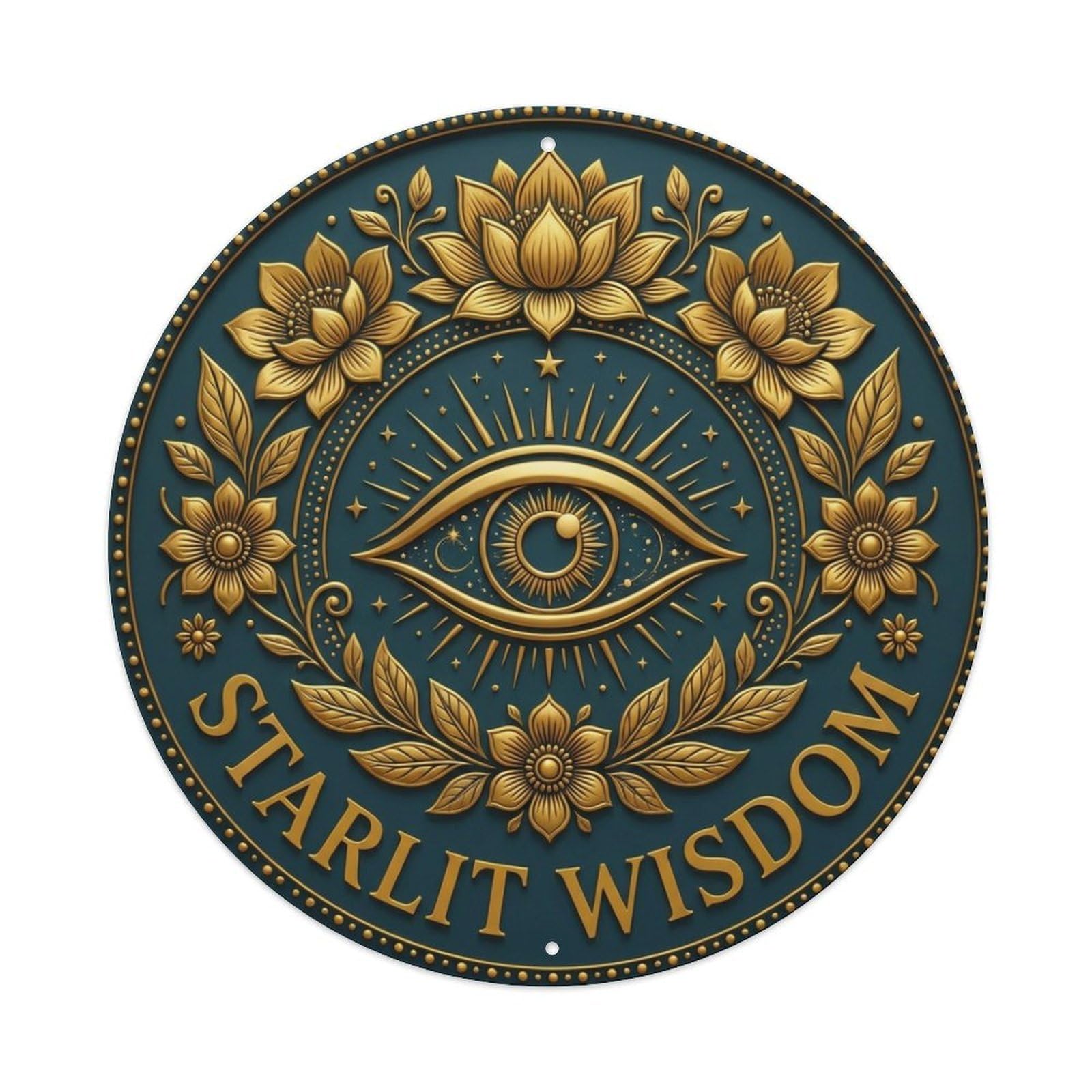Vintage Starlit Wisdom Flower Zen Yoga Metal Tin Sign