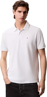Calvin Klein Men's Monogram Pique Short Sleeve Cotton Polo Shirt L Yad Blanc De Bla…