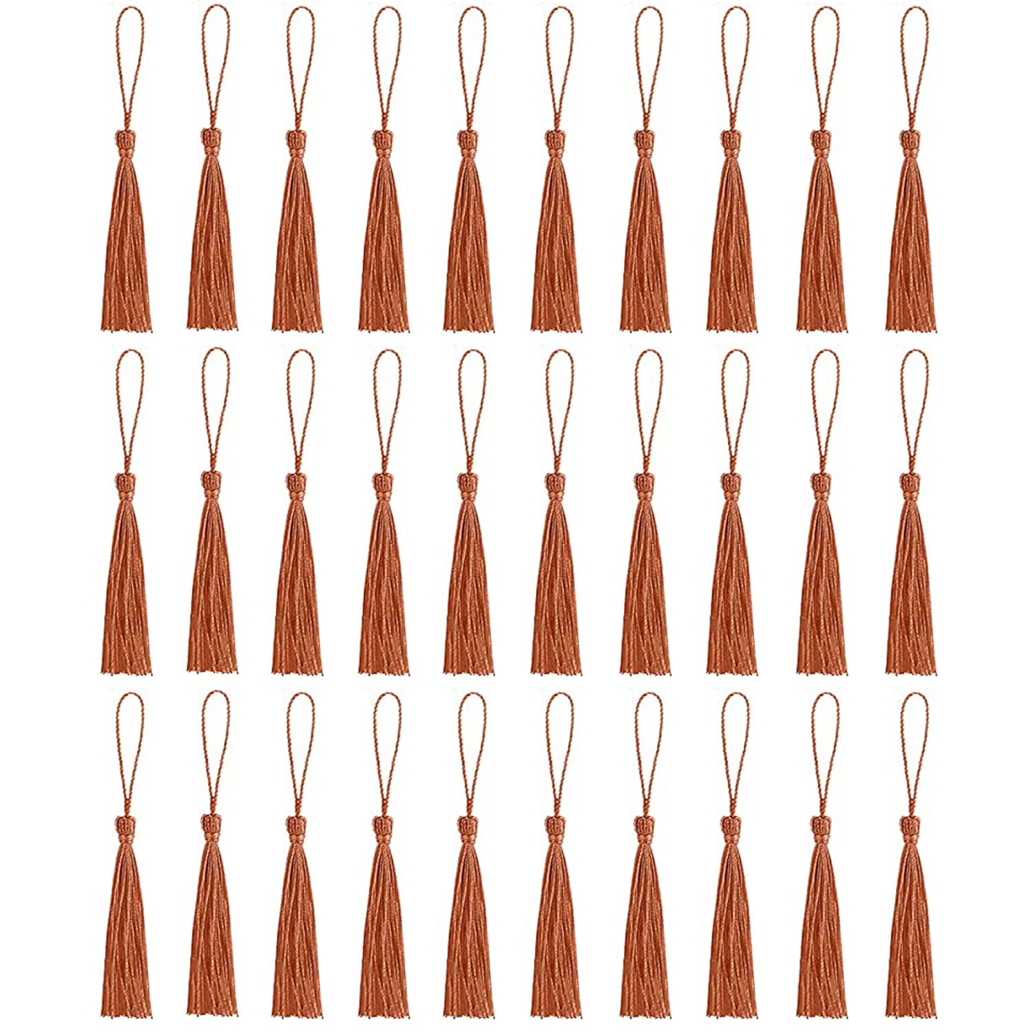30 PCS Bookmark Tassels, Mini Tassels Silky Tassels for Bookmarks Handmade Bookmark Tassels for Resin DIY Craft Supplies and Home Decor (Yellowcoffee)