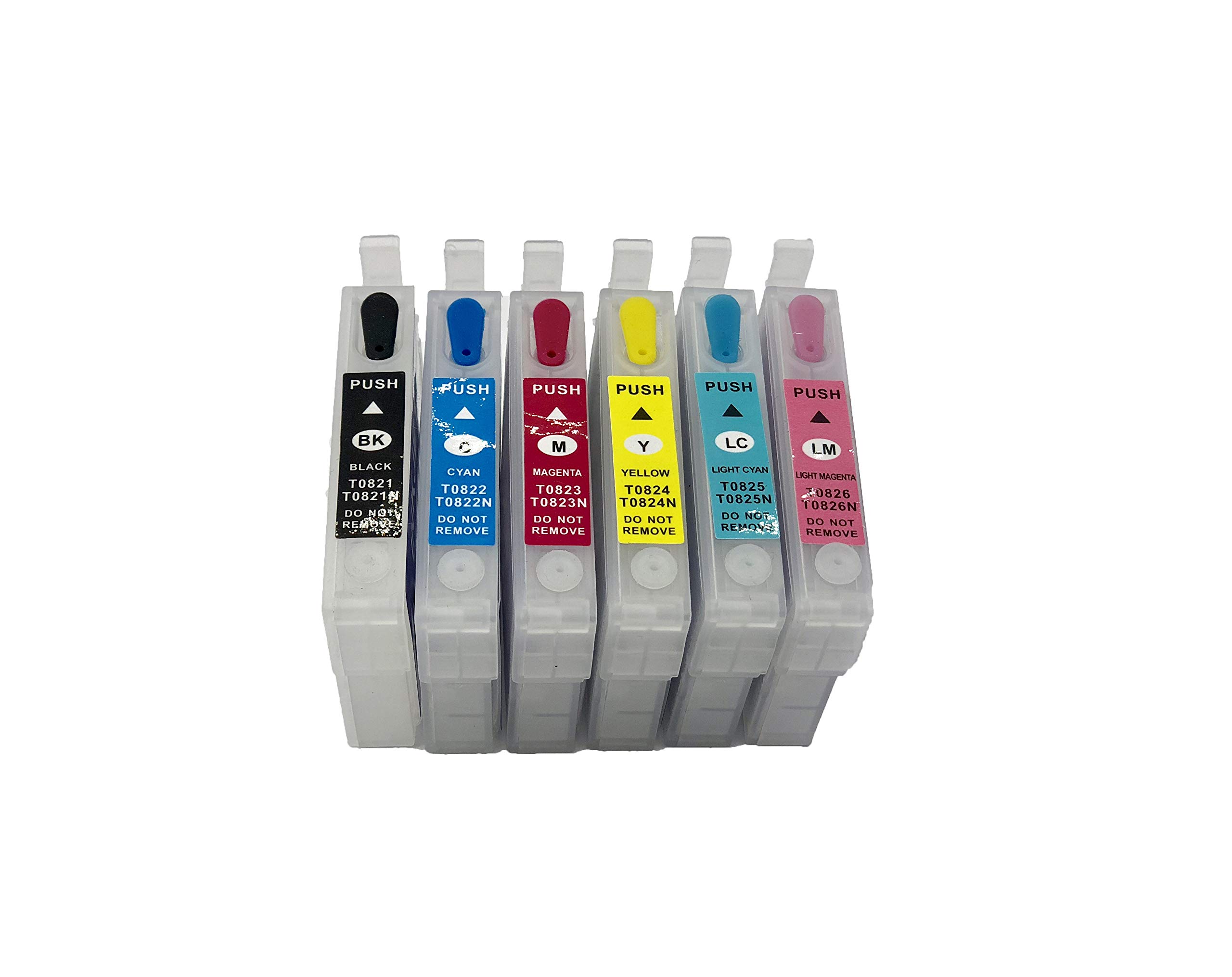 UV INFOTECH T0822 / 24/25 / 21/23 / 26 (C/M/Y/B/LC/LM) Empty REFILLABLE Cartridge with AUTO Reset CHIP (ARC) Compatible with TX 700 / TX 720 / TX 800 W Printer