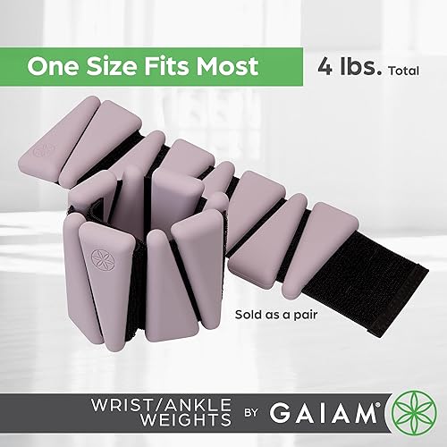 Miniatura 6 de Gaiam Pesas de muñeca y tobillo, pulsera portátil para fortalecer, tonificar y esculpir, pesas de tobillo ajustables para mujeres y hombres para