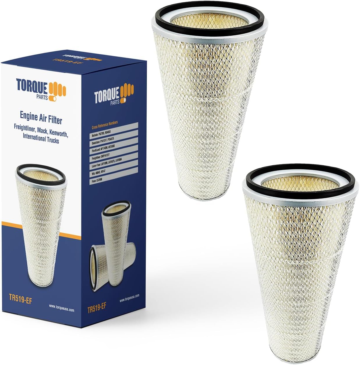 TORQUE Engine Air Filter Compatible with Select Freightliner FLD 112 120 Classic Semi Trucks Accessories Parts Replaces AF1743M PA2703 LAF1899 AF25693 46840 TR519 2 PCS
