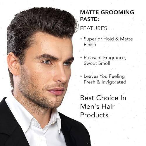 Miniatura 6 de Gentlemen Republic - Pasta mate de 4 onzas (paquete de 1) para hombres  Pasta de cabello a base de agua para hombre con fuerte sujeción y acabado