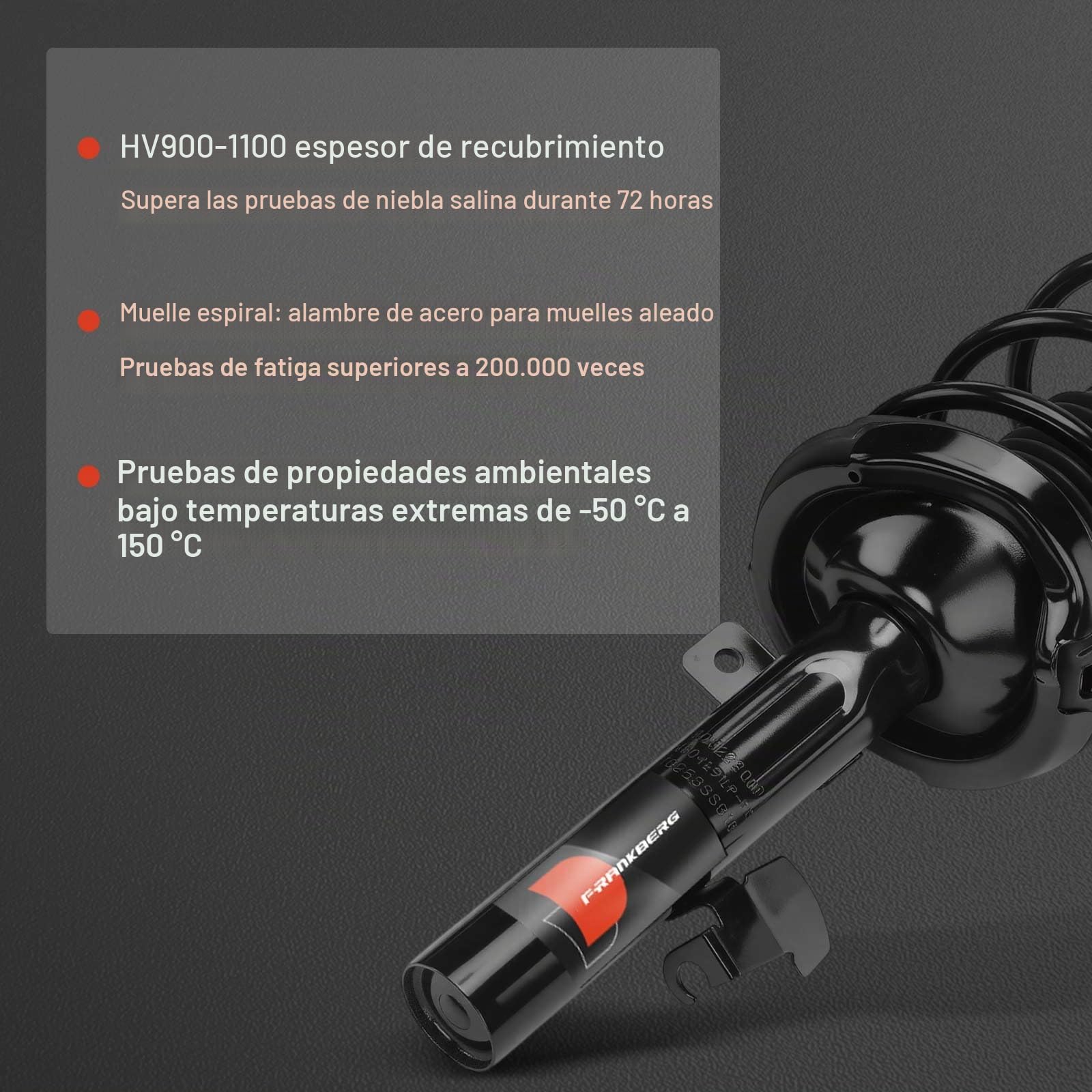 Frankberg 2 amortiguadores delanteros 478 mm presión de gas 1318110 | Compatible con: Focus II DA DP HCP ,Focus II Turnier DA DS FFS ,Focus II Saloon DB DH FCH