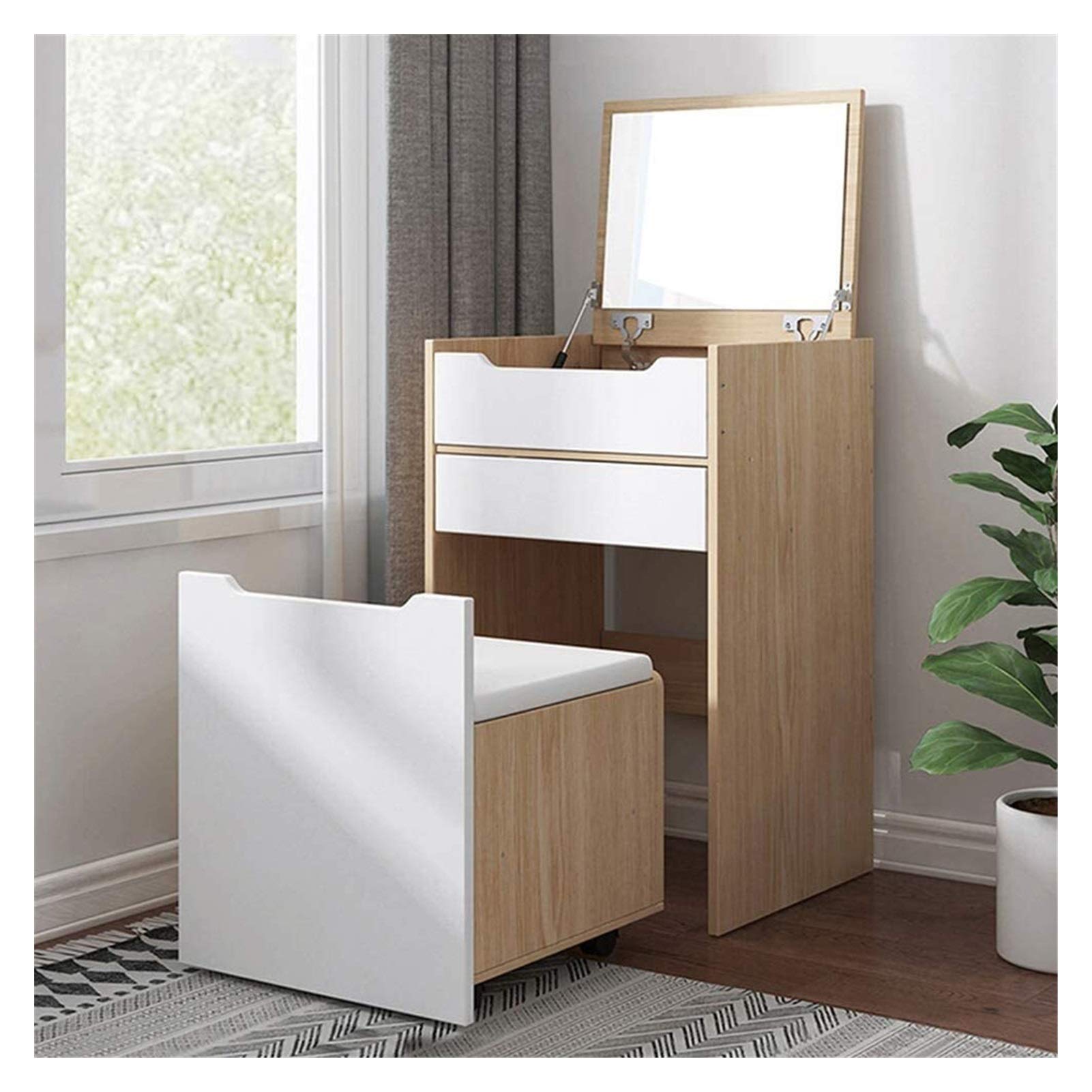 asdchZen 2-In-1 Makeup Vanity Desk With Flip Top Mirror & Cushioned Stool For Bedroom-Stylish Dressing Table -Perfect For Home Decor & Beauty Routine