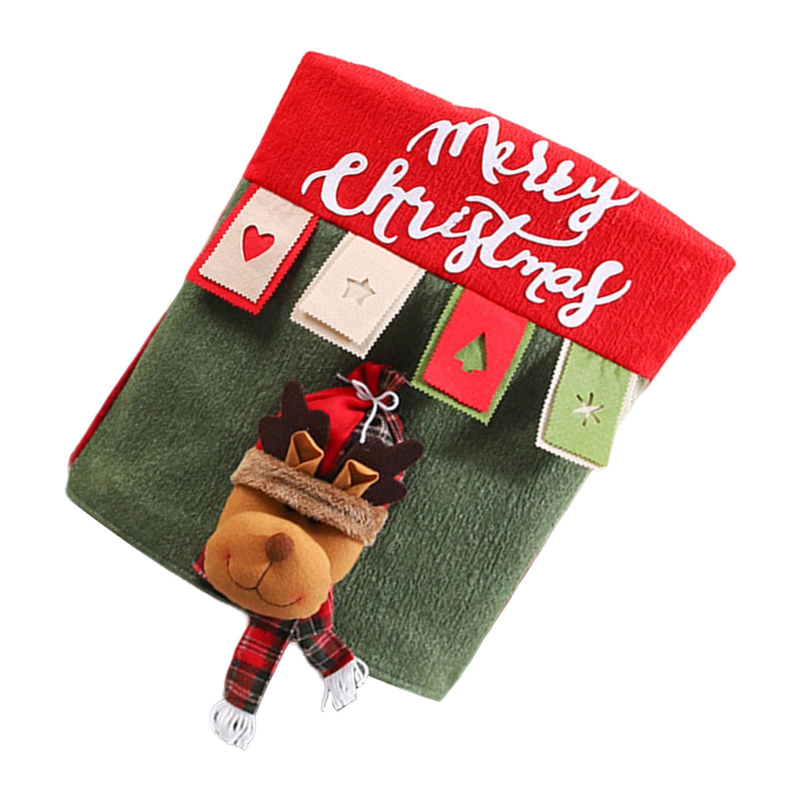 Elnwnnkc Christmas Dining Chair Back Cover Festival Santa Hat Chair Back Cover for Christmas Dinner Decoration Embellishment Santa Slipcovers