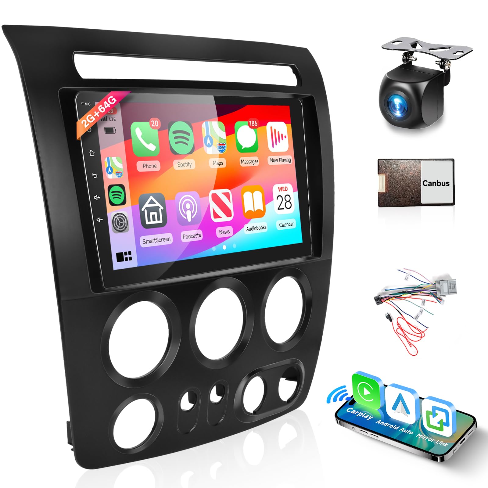 LINGLW Double Din CarPlay Android 15 Écran Tactile Autoradio