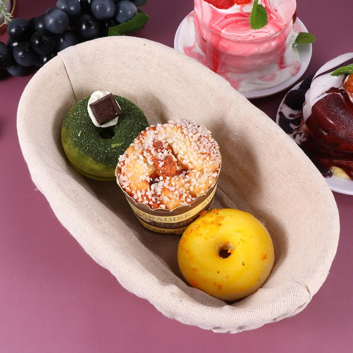 Oval Rattan Banneton Bread Proofing Basket Set 2pcs 25x15x8cm with Fabric Liner Covers for Sourdough Dough Rising and Home Baking