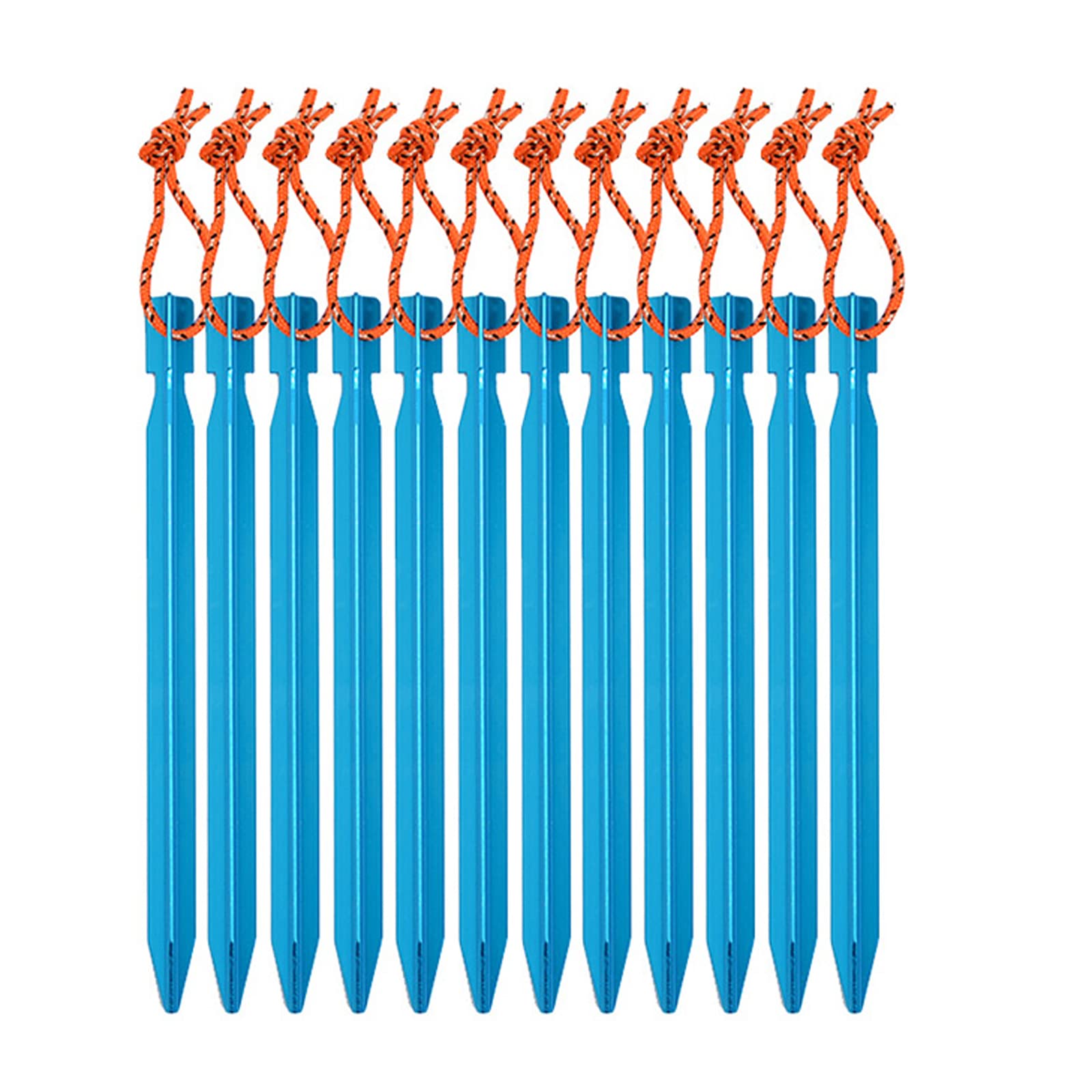 Confezione da 12 picchetti per tenda, picchetti per tenda, picchetti per tenda a forma di Y in lega di alluminio resistente, picchetti per tenda da campeggio, chiodo con corda riflettente per cam