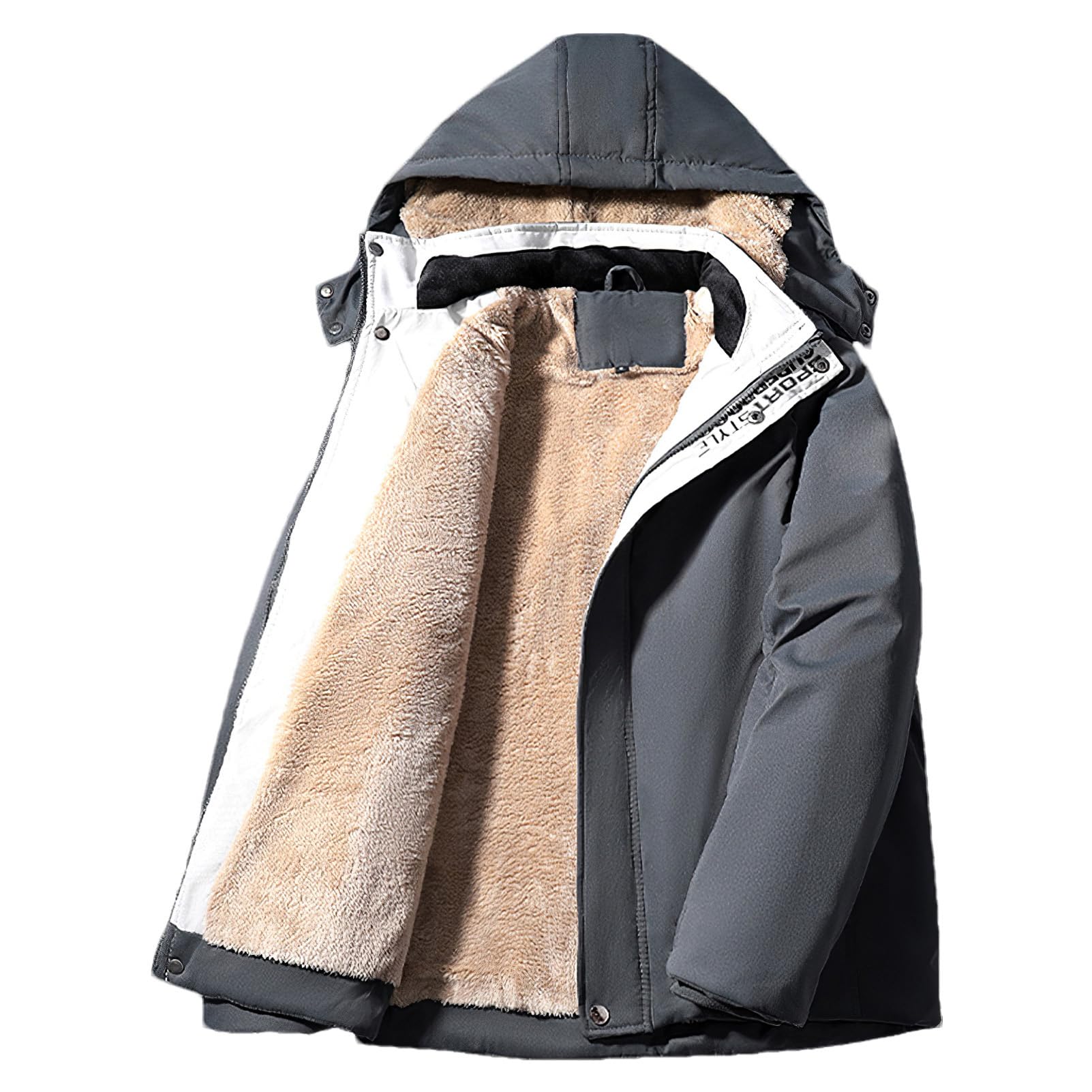 amropi Hombre Abrigo Forro Polar Parka Chaqueta con Capucha Invierno Cálida Cazadora