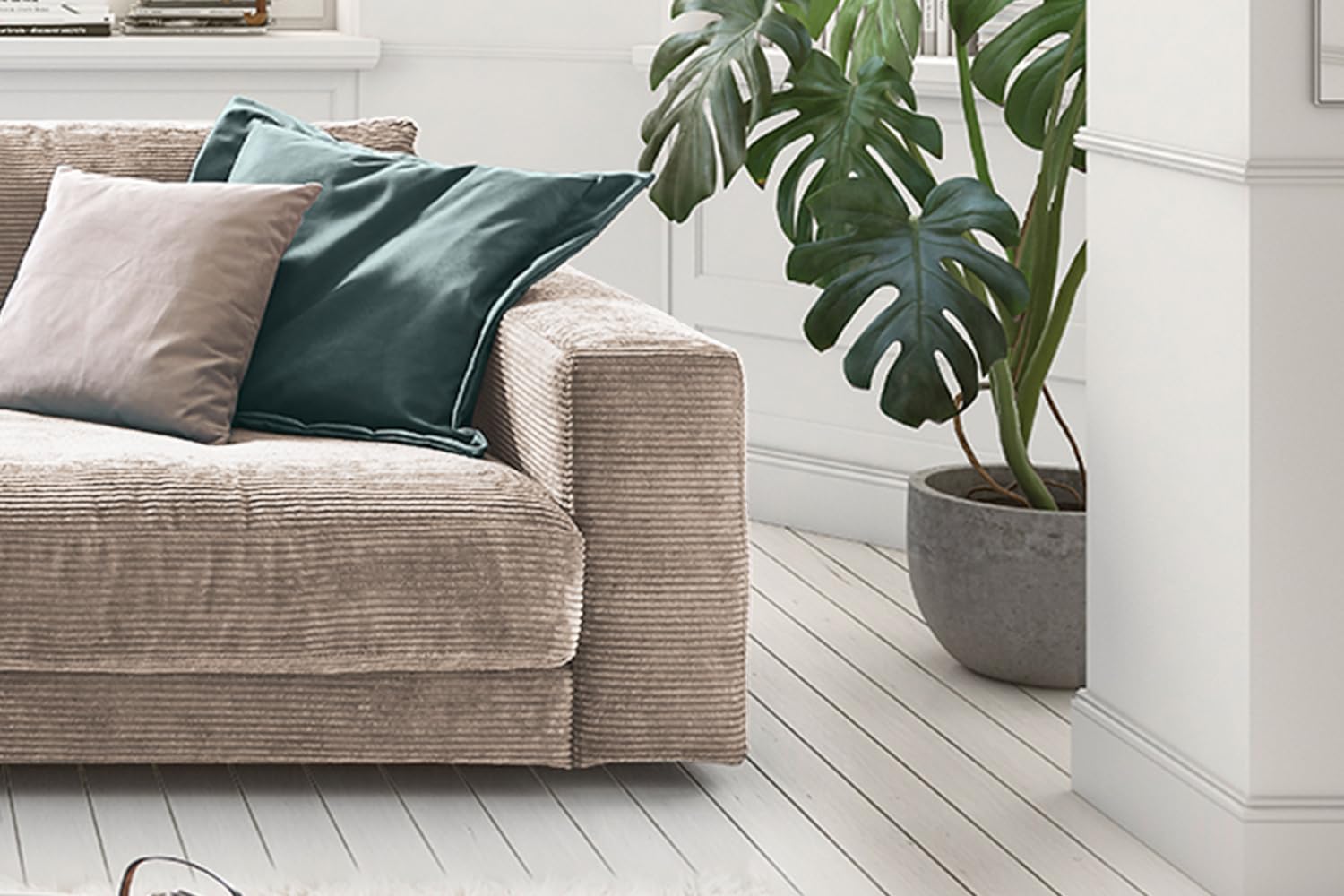 KAWOLA Big Sofa 2-Sitzer Madeline - Relaxsofa Taupe, Couch XXL, Megasofa, Gepolsterte Wohnlandschaft 230x60x120 BxHxT