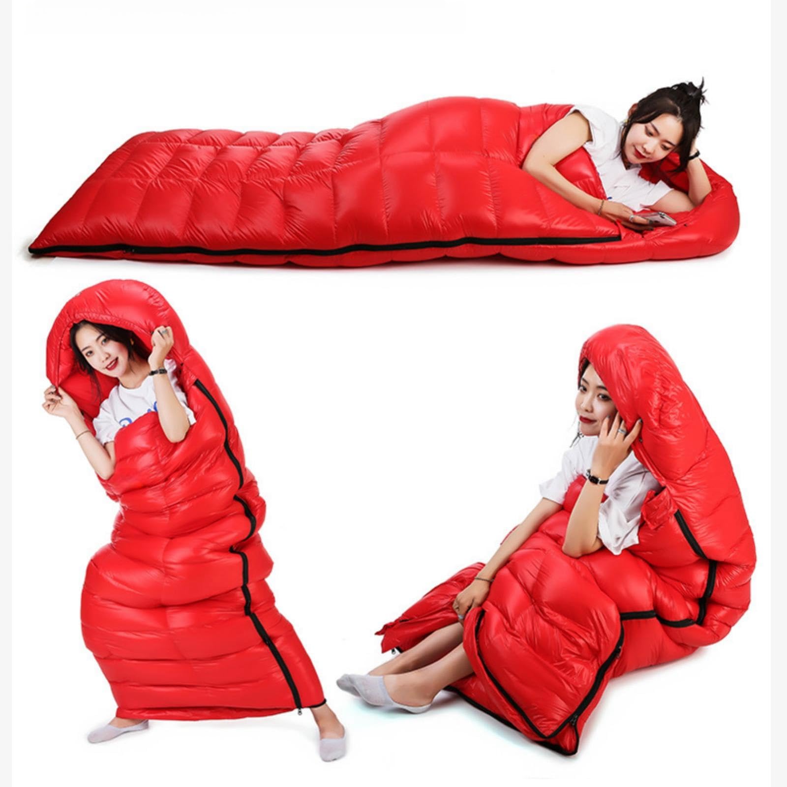 saco de dormir Saco de dormir de plumas for todas las estaciones, adecuado for acampar al aire libre, impermeable, resistente al viento y cálido, con bolsa de almacenamiento bolsa de dormir camping (