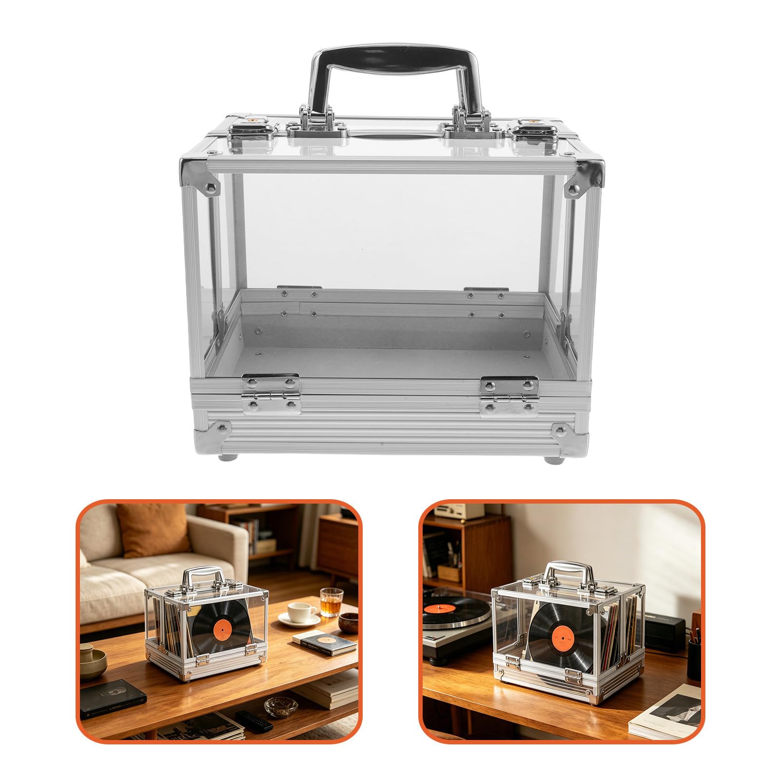 Toyvian Boîte de Rangement Transparente Grande Capacité avec Couvercle pour Organiser Disques et Albums pour Vinyles et CD Maison