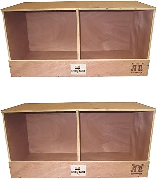 Rugged Ranch 2-Pack دوبلكس 24"x12"x12" مكعبات عش دجاج مزدوجة المقصورة تتسع لـ 4 إلى 8 دجاجات - إكسسوارات حظيرة دجاج خشبية للاستخدام الداخلي، خشب من فئة الأثاث، سهل التجميع