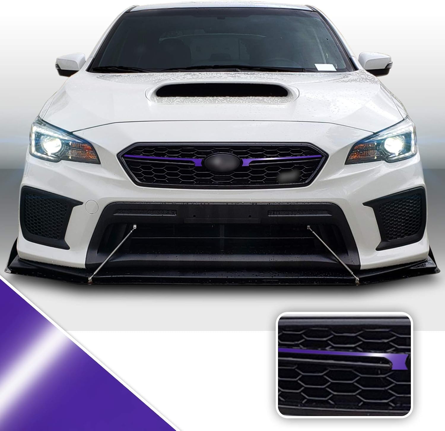 Optix Front Grille Middle JDM Style Pinstripe Vinyl Decal Overlay Wrap Trim Inserts Sticker Compatible with and Fits WRX STi 2018 2019 2020 - Gloss Purple