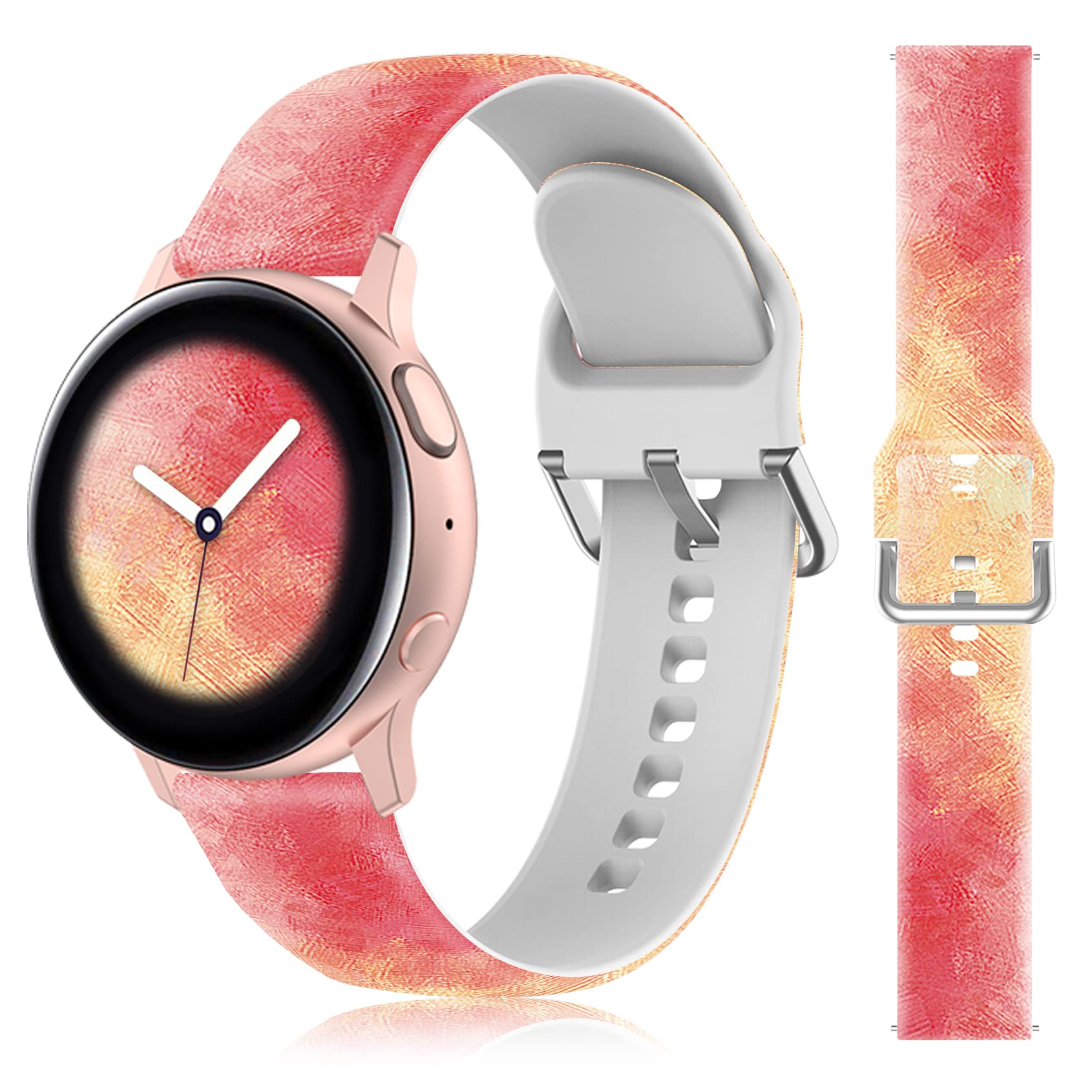 Kollody Sunset Bands Compatible with Samsung Galaxy Watch 4/Galaxy Watch Active 2 40mm 44mm/Galaxy Watch 3 41mm / Galaxy Watch 42mm, 20mm Soft Silicone Printed Strap for Women Men