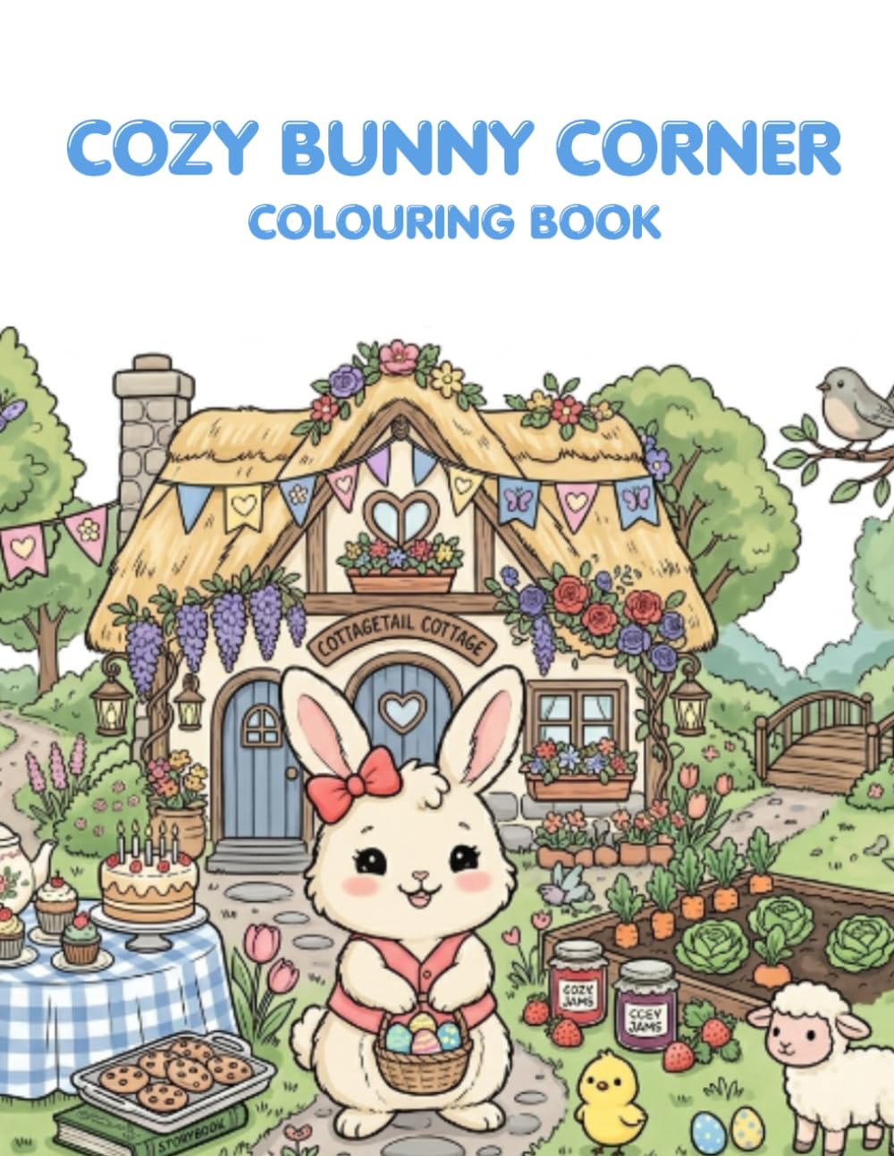 Cozy Bunny Corner Coloring Book: 12 Adorable Cottagecore Bunny Scenes to Color