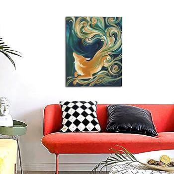 Amazon.co.jp: 絵画 九尾の狐 装飾画 壁掛け油彩画抽象画現代