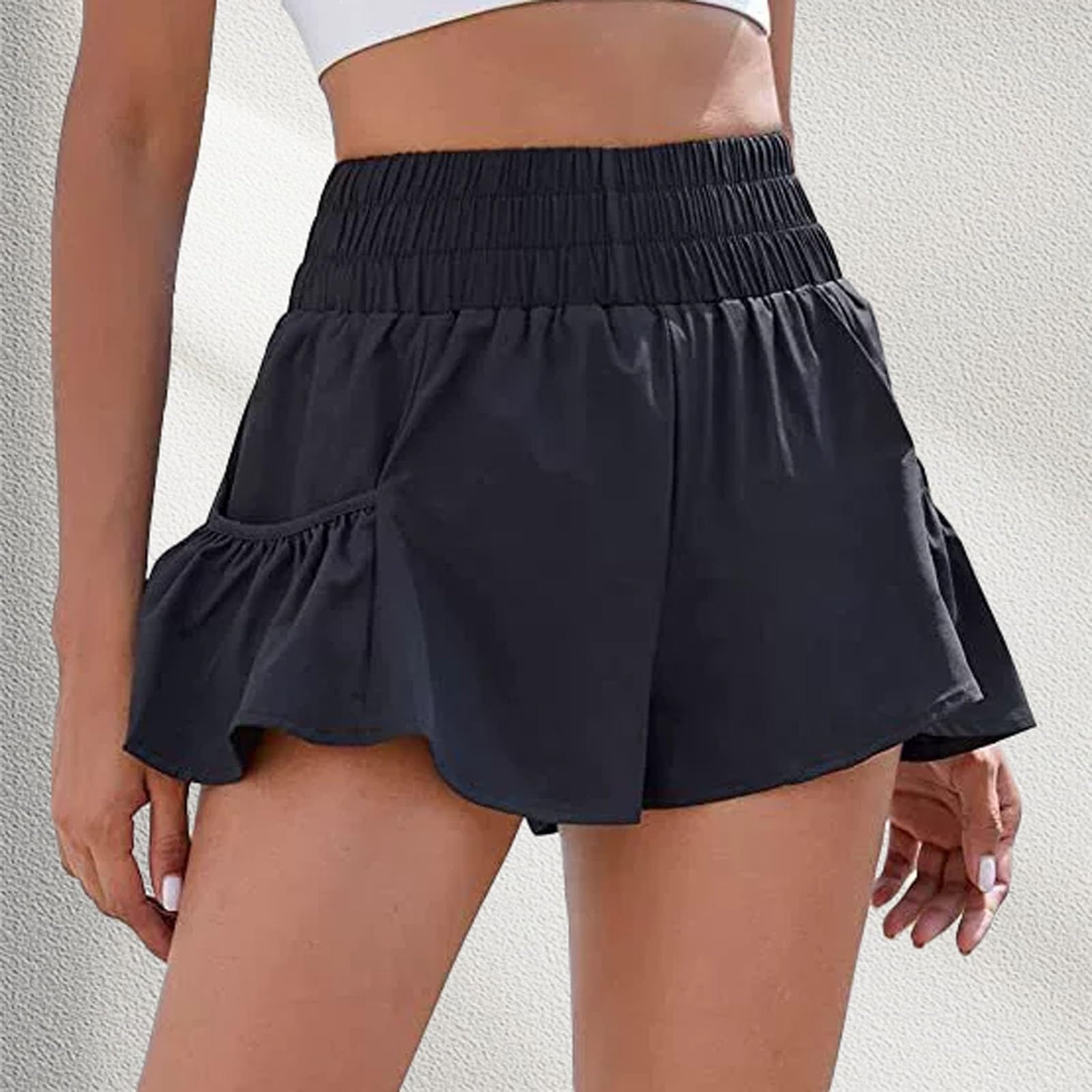 Bermudas Mujer con cordón y bolsillos shorts Veraniegos bermudas con cordón shorts Elásticos y suaves Cómodos Elásticos Ligeros pantalones cortos Holgados Transpirables Elegantes pantalones cortos