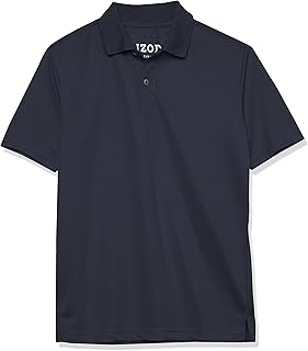 IZOD Boys' School Uniform Short Sleeve Polo Shirt, Button Closure, Moisture Wicking Performance Material