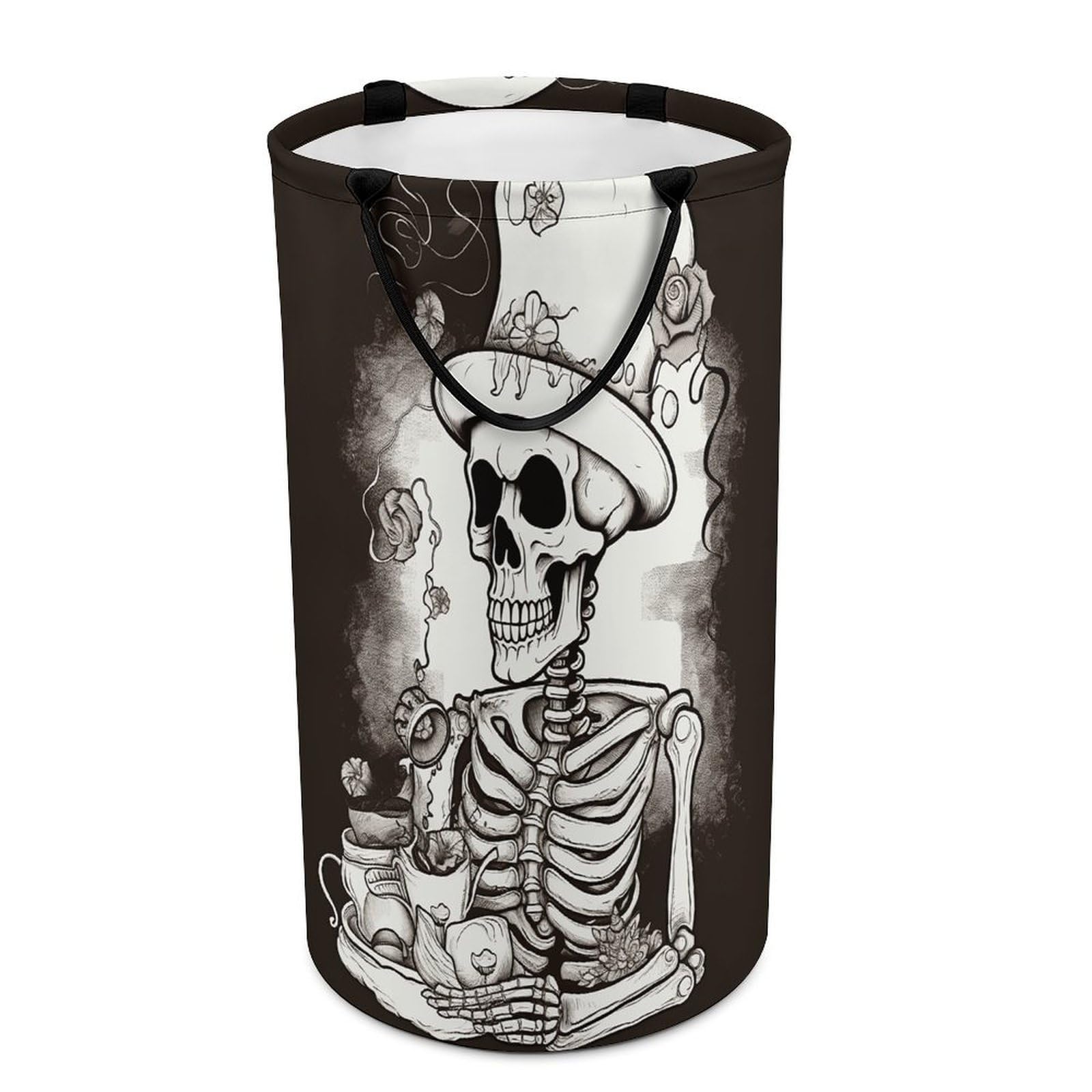 Adfgyerh Style Skeleton Chef Laundry Basket ，Foldable Waterproof Model ，Laundry Hamper ，Handles On Both Sides Easy To Move ，Storage Basket For Bedroom, Bathroom, Dorm, Laundry Room.