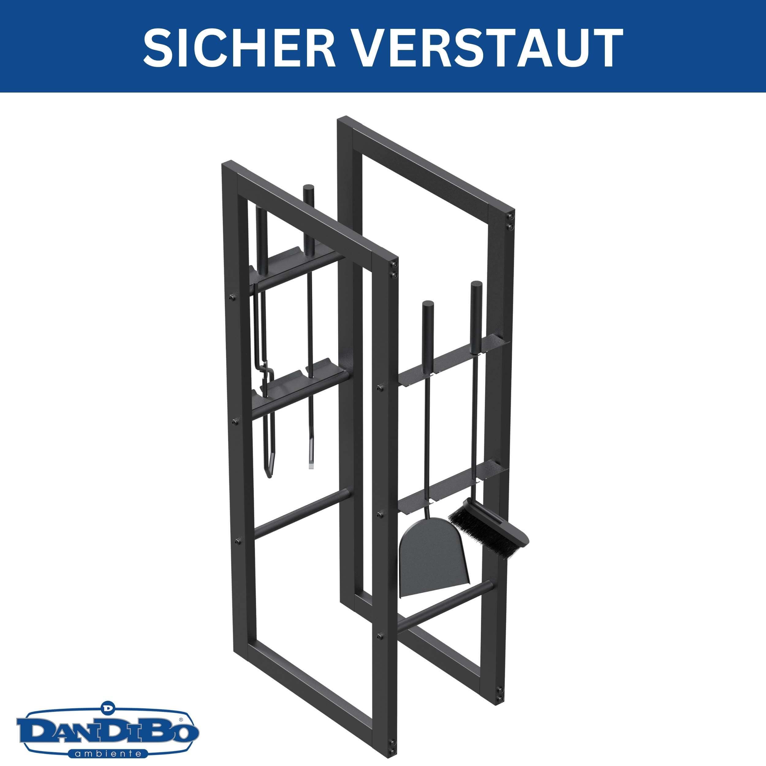 DanDiBo Kaminholzregal Innen Metall mit Besteck 96601 Brennholzregal Holzaufbewahrung Kaminholzständer Feuerholzregal