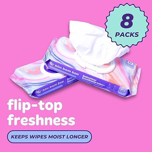 Miniatura 5 de Bim Bam Boo Toallitas húmedas desechables | 100% a base de plantas | Bambú duradero de tamaño extra grande | Seguro para el cuerpo, suave en la
