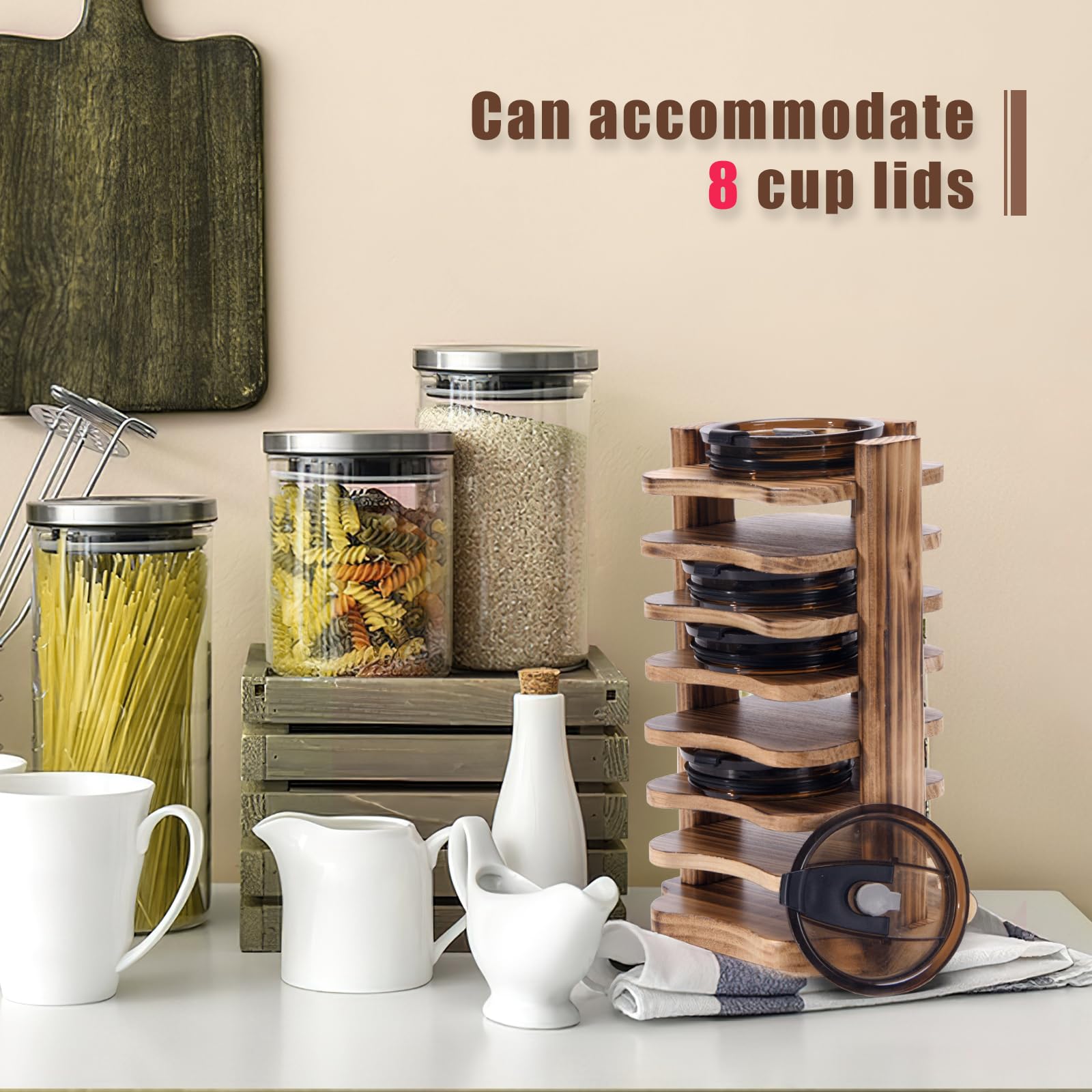 Organizador De Tapas Para Vasos Para Armario De Cocina - Soporte Colgante De Acero Al Carbono, Capacidad Para 12 Tapas, Sin Taladrar