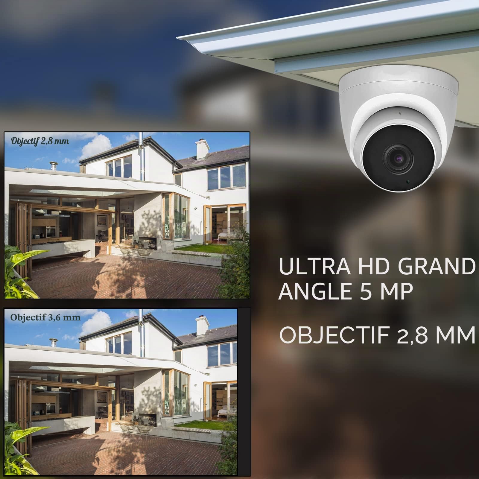 WiTi 5MP HD Caméra IP PoE Dôme en métal pour intérieur extérieur,Grand Angle Objectif 2,8mm Caméras vidéo de sécurité,Audio du Microphone Système de Surveillance Filaire Vision Nocturne Automatique