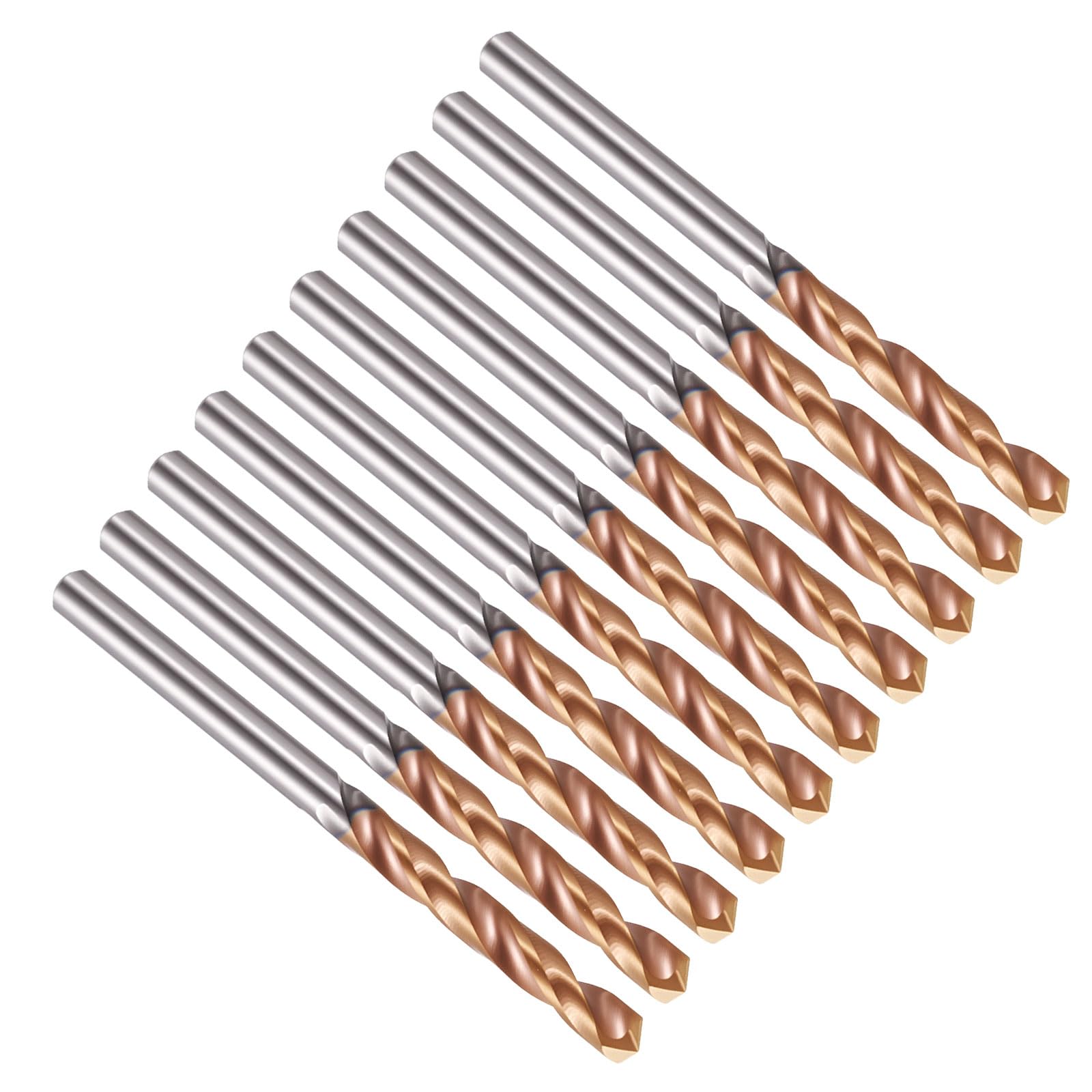 PATIKIL 2.7mm Drill Bit, Carbide Twist Jobber Bits Straight Shank 130° for Drilling Hard Metal Alloy Steel Stainless Steel Titanium Alloys - 10 Pack