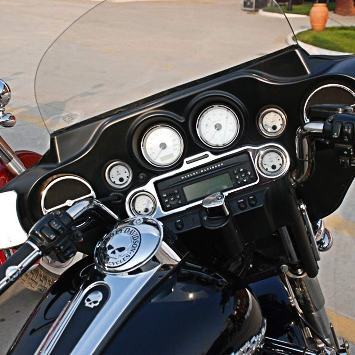 KATUR 4 "Copertura Tachimetro Electra Glide Gauge Cover Harley Road King 2" Gauge Cover Road Glide Gauge Burst Bezel Kit per Harley Street Glide 1996-2013 02 03 04 05 06 07 08 (Nero)