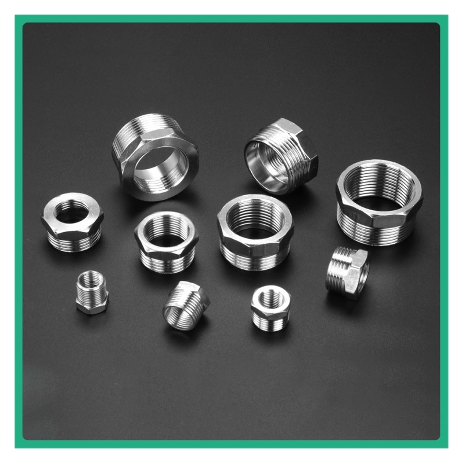 Buje reductor cónico de acero inoxidable, macho a hembra, 1/4 ", 3/8", 1/2 ", 3/4", accesorio de tubería con rosca BSPT for tubería de agua, Gas y petróleo(H,50 Pcs)