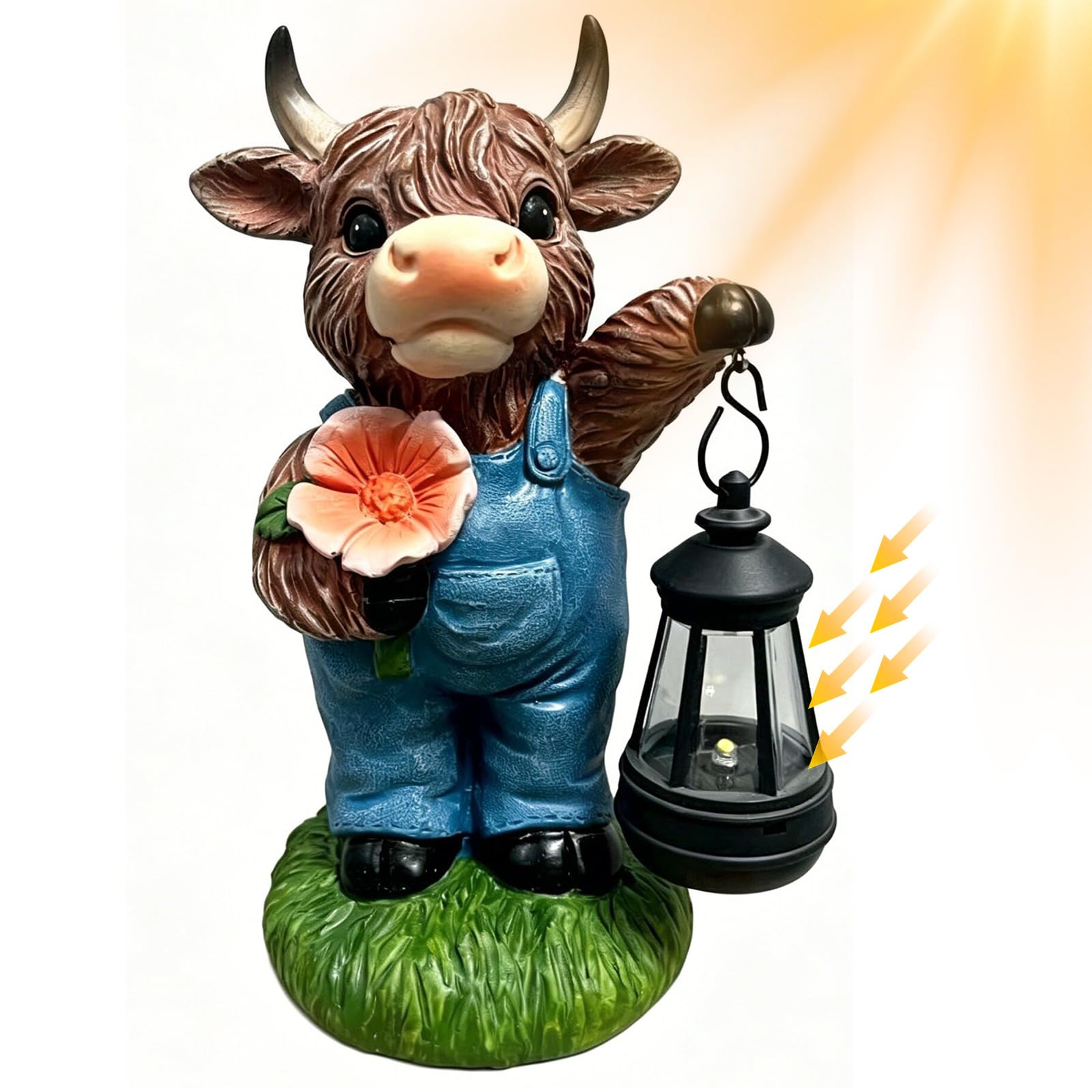 Statue di bestiame delle Highland, statuette illuminate a energia solare, divertente decorazione da giardino per cortile e patio, regali unici per gli amanti degli animali e spazi all'aperto